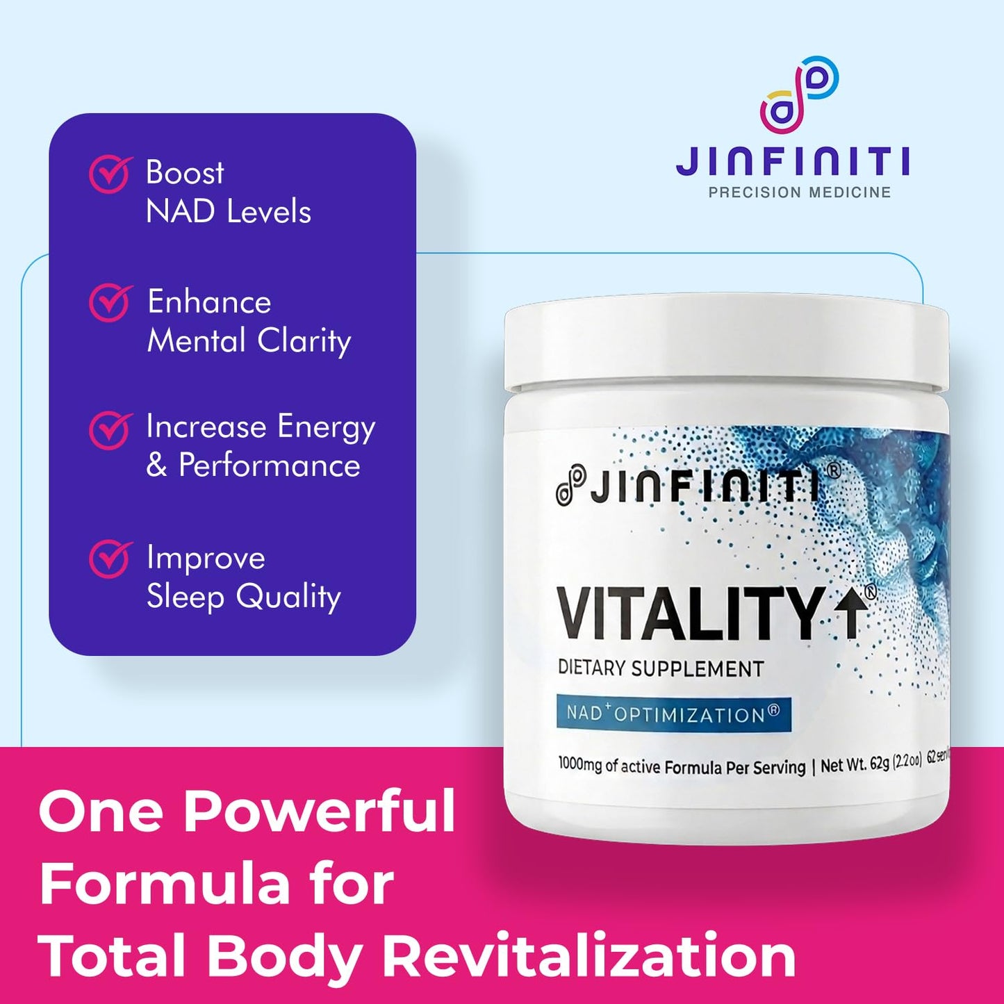 Jinfiniti Vitality NAD+ Optimization Powder 2.2 Ounces