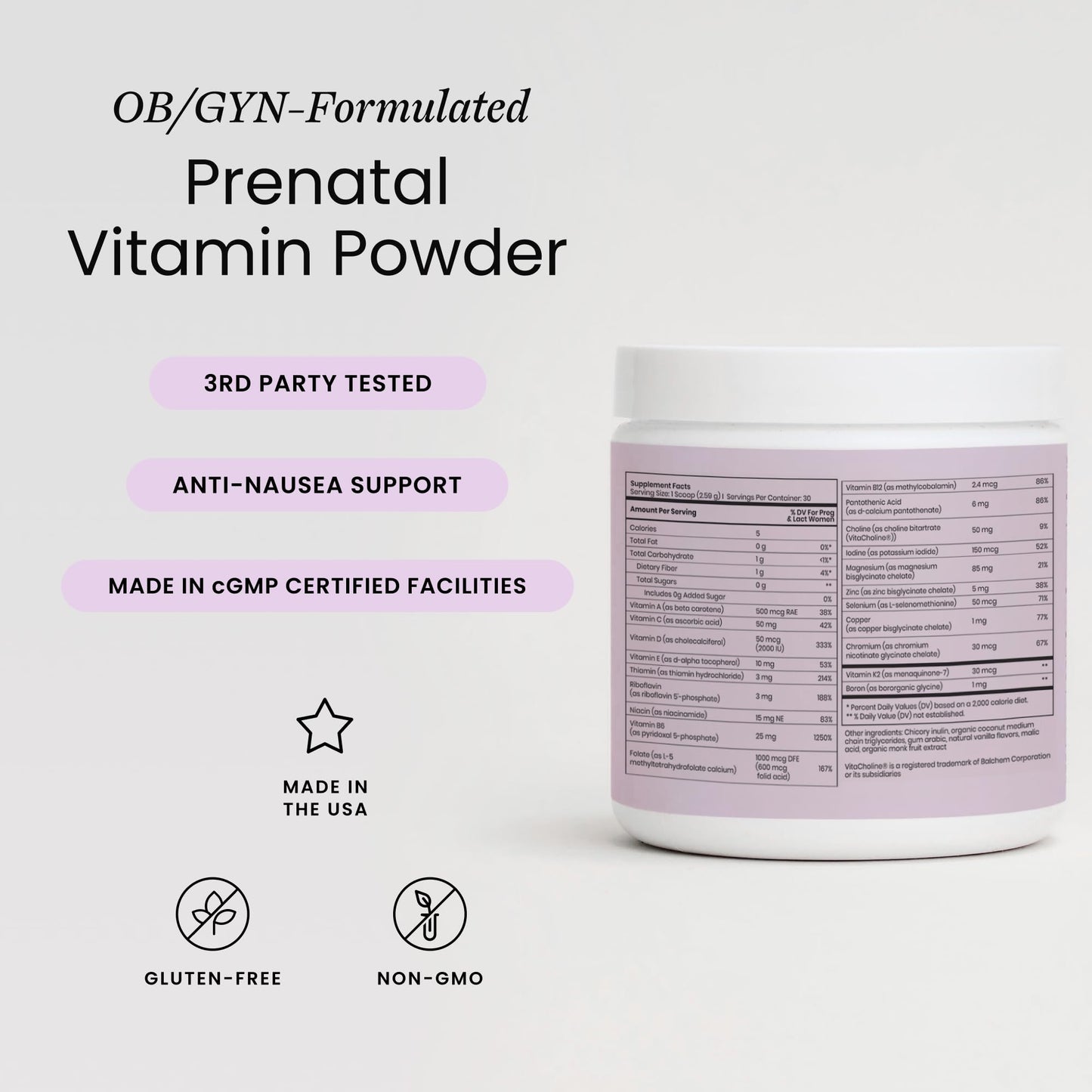 Perelel 1st Trimester Prenatal Vitamins Powder, 2.74 oz