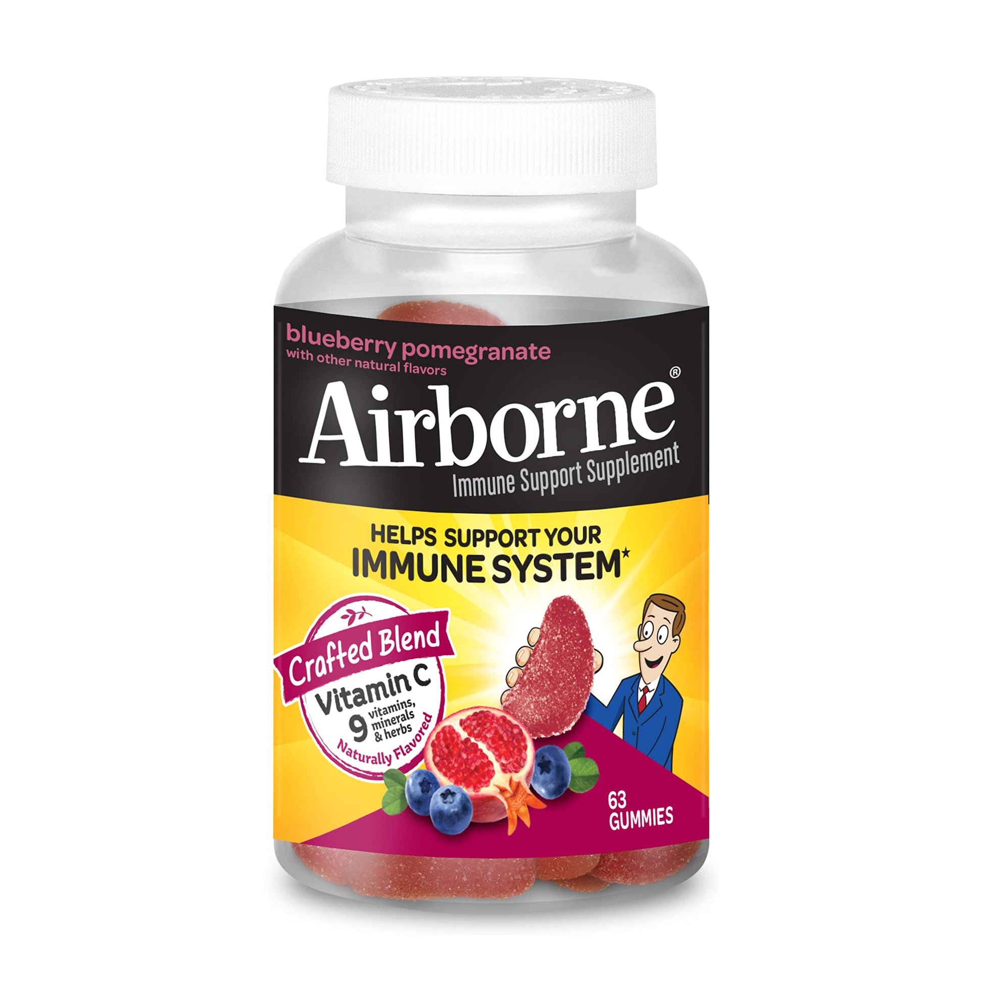 Airborne 750mg Vitamin C Gummies for Adults Immune Support 63 Gummies