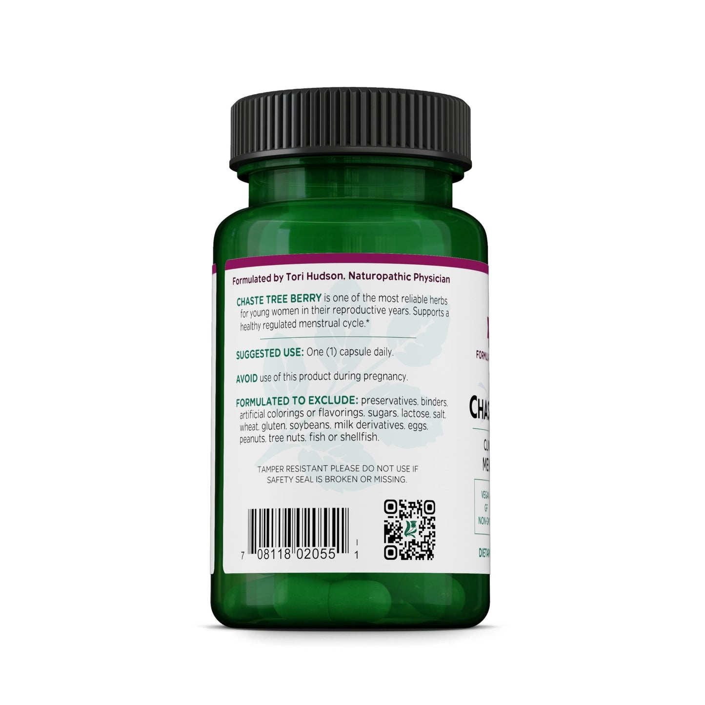 Vitanica Chaste Tree Berry Vitex Hormonal Balance Support, 60 Capsules