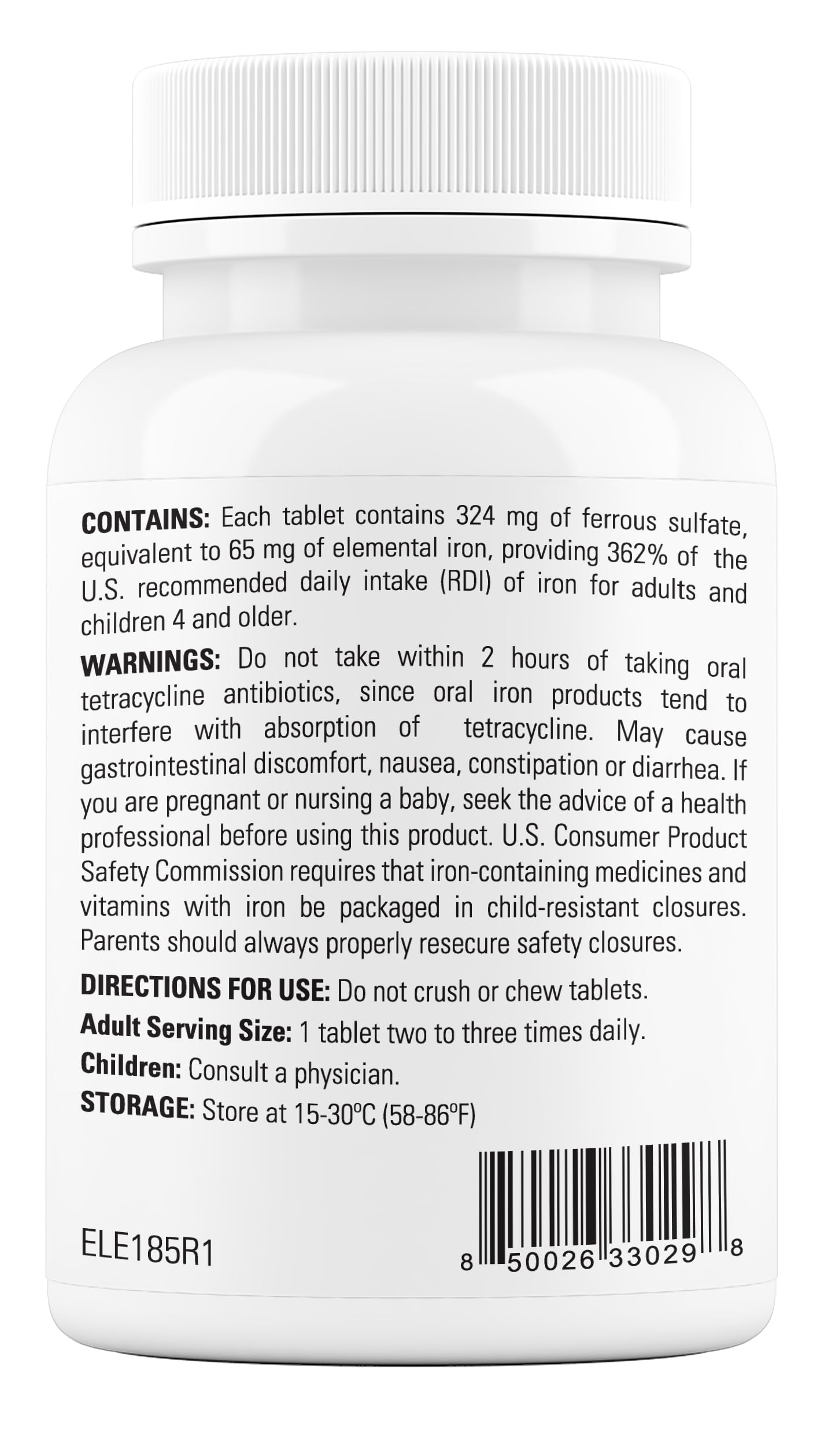 Dr WellMe Nutrition Ferrous Sulfate Enteric-Coated Tablets 324 mg, 100 Tablets