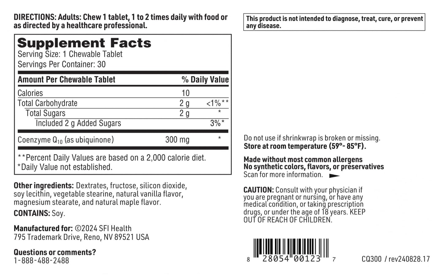 SFI Health Klaire Labs Coenzyme Q10 300 mg High Strength Ubiquinone Tablet 30 Count