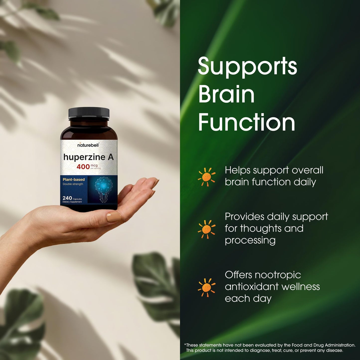 NatureBell Huperzine A 400mcg Capsules, 240 Count