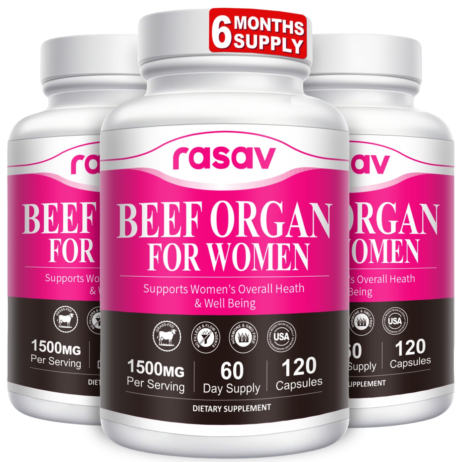 Rasav Beef Organ Supplement for Women 360 Capsules