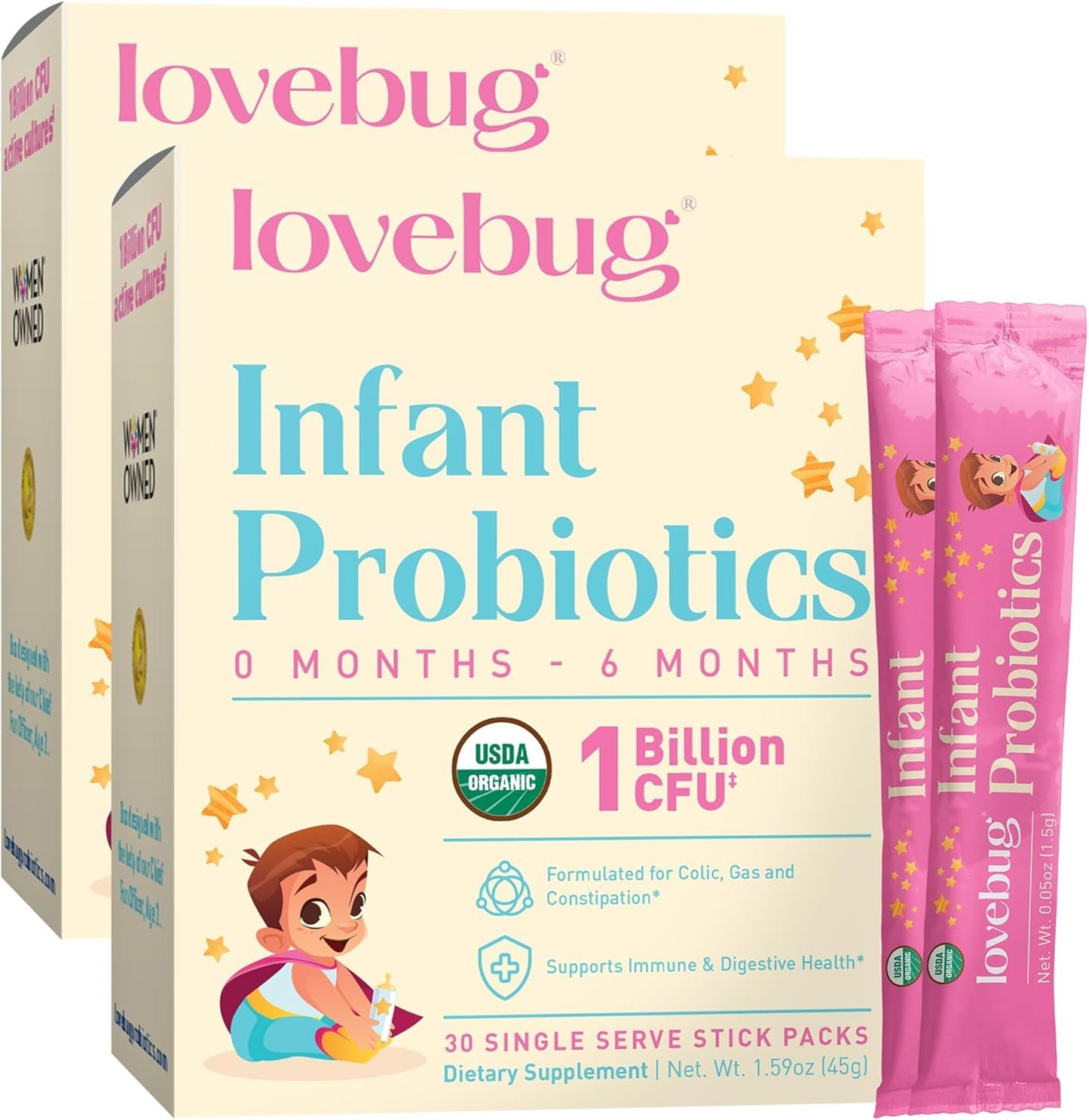 Lovebug Infant Probiotics 0-6 Months Powder, 60 Count