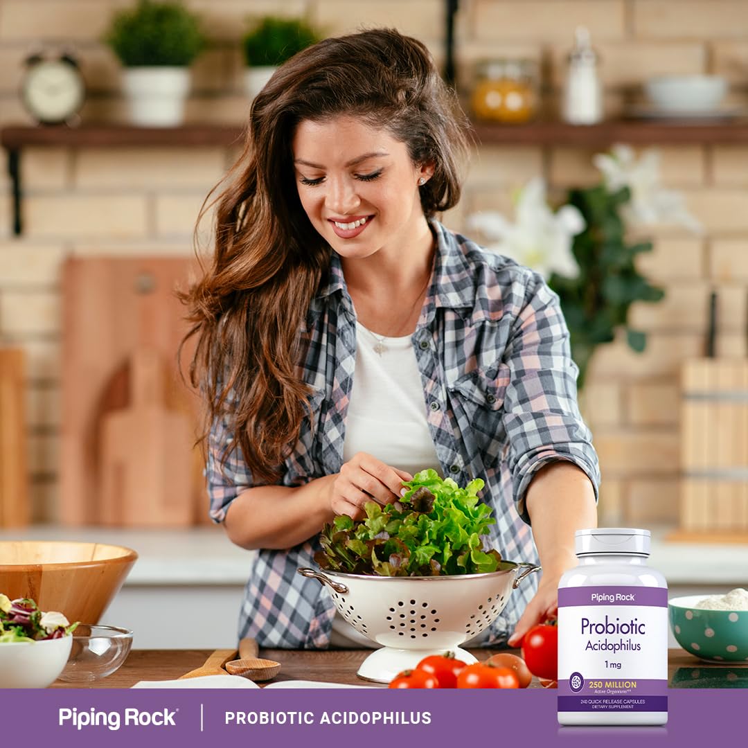 Piping Rock Probiotic Acidophilus Capsules 250 Million CFU, 240 Capsules, Non-GMO, Gluten Free