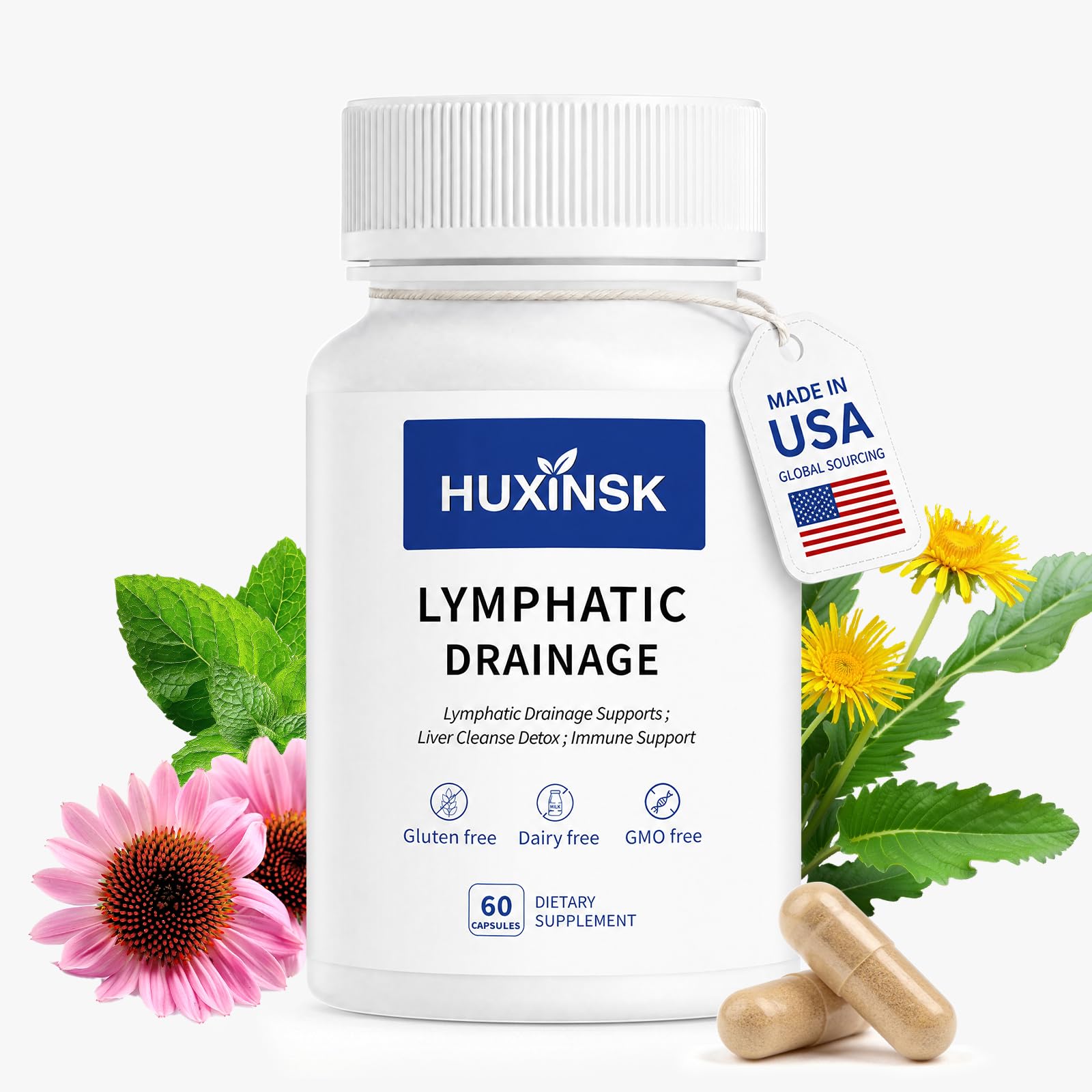 HUXINSK Lymphatic Drainage Capsules, 60 Capsules
