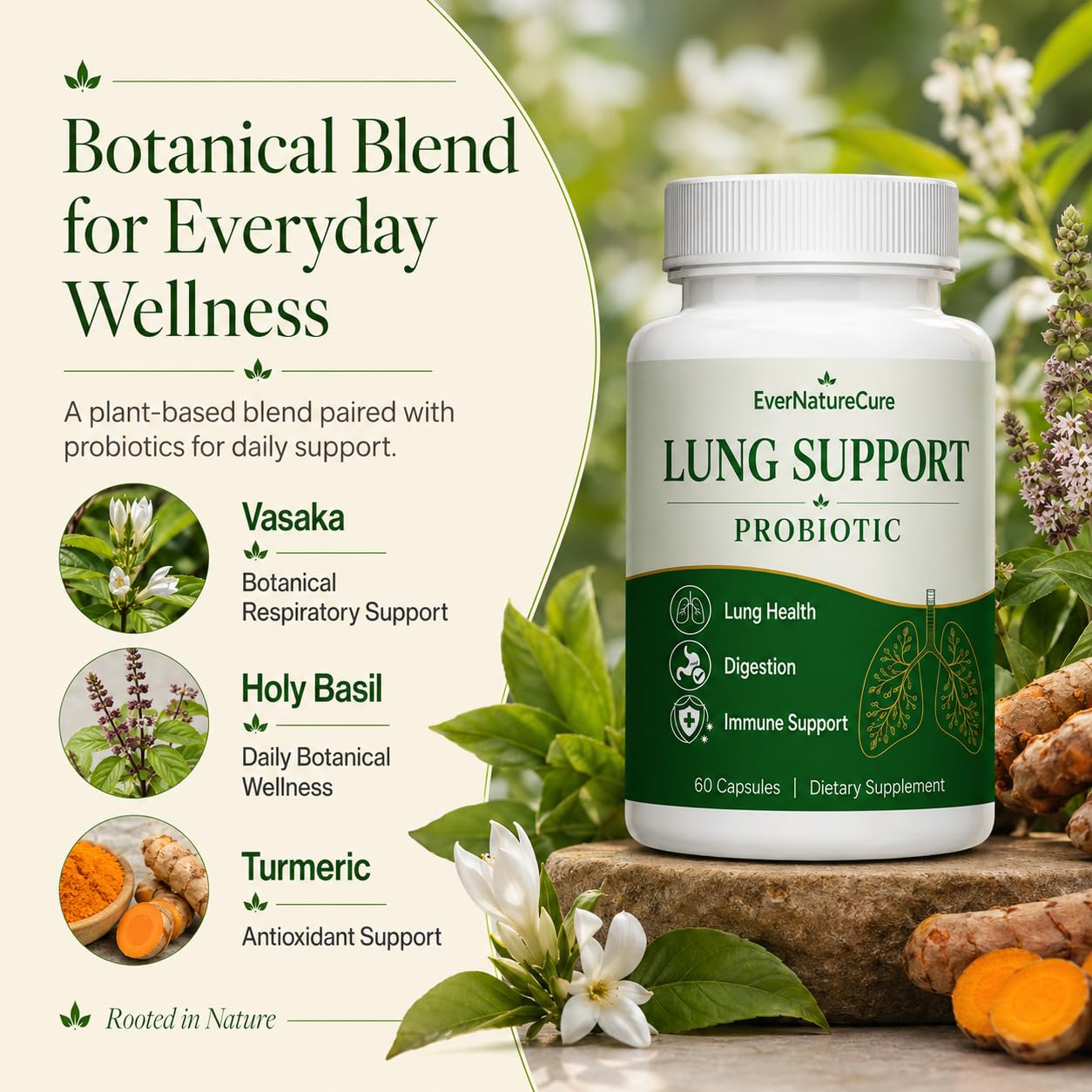EVERNATURECURE Lung Support Probiotic Capsule, 60 Capsules