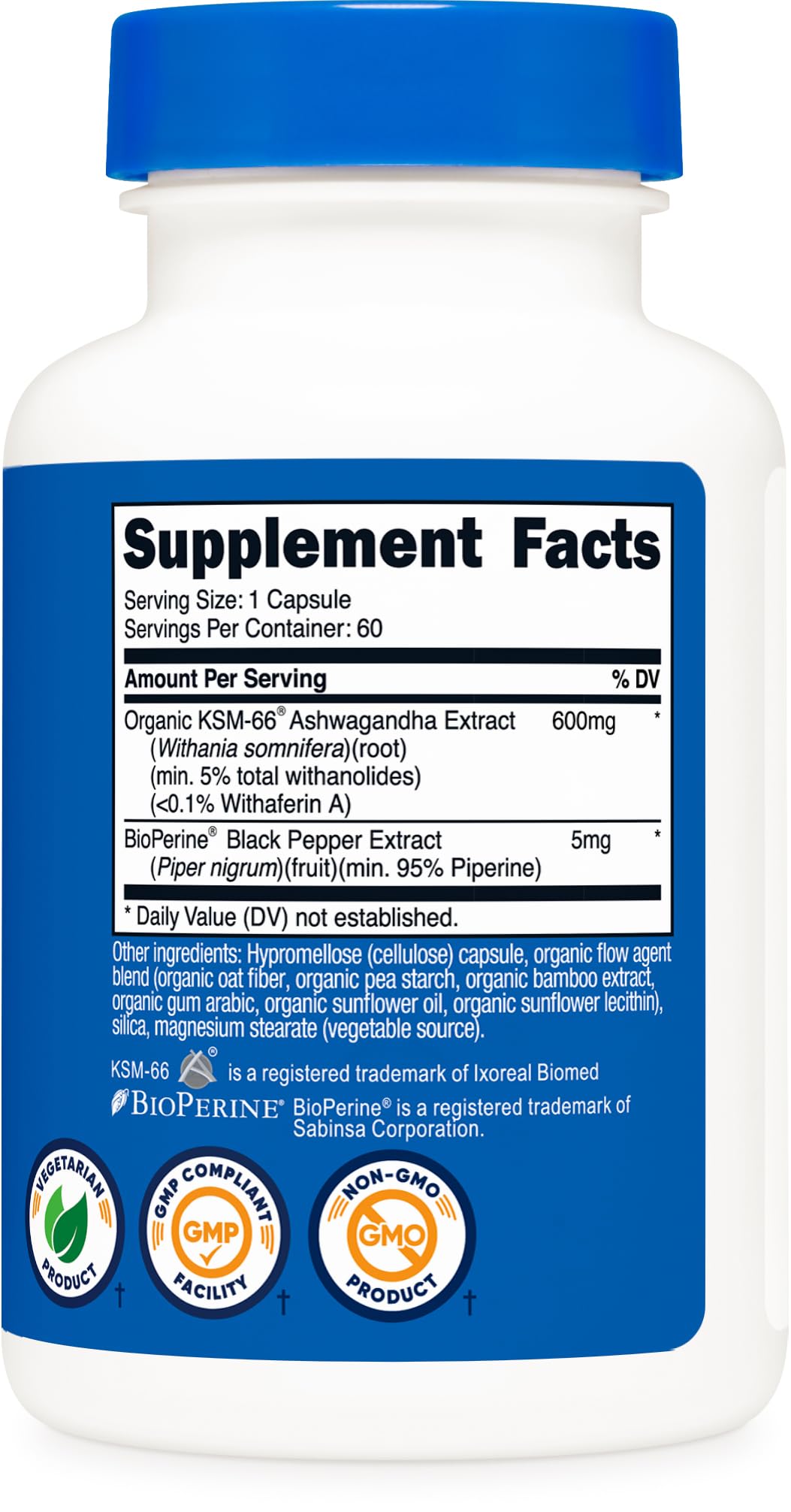 Nutricost KSM-66 Ashwagandha Root Extract (600mg) Capsules 180 Count