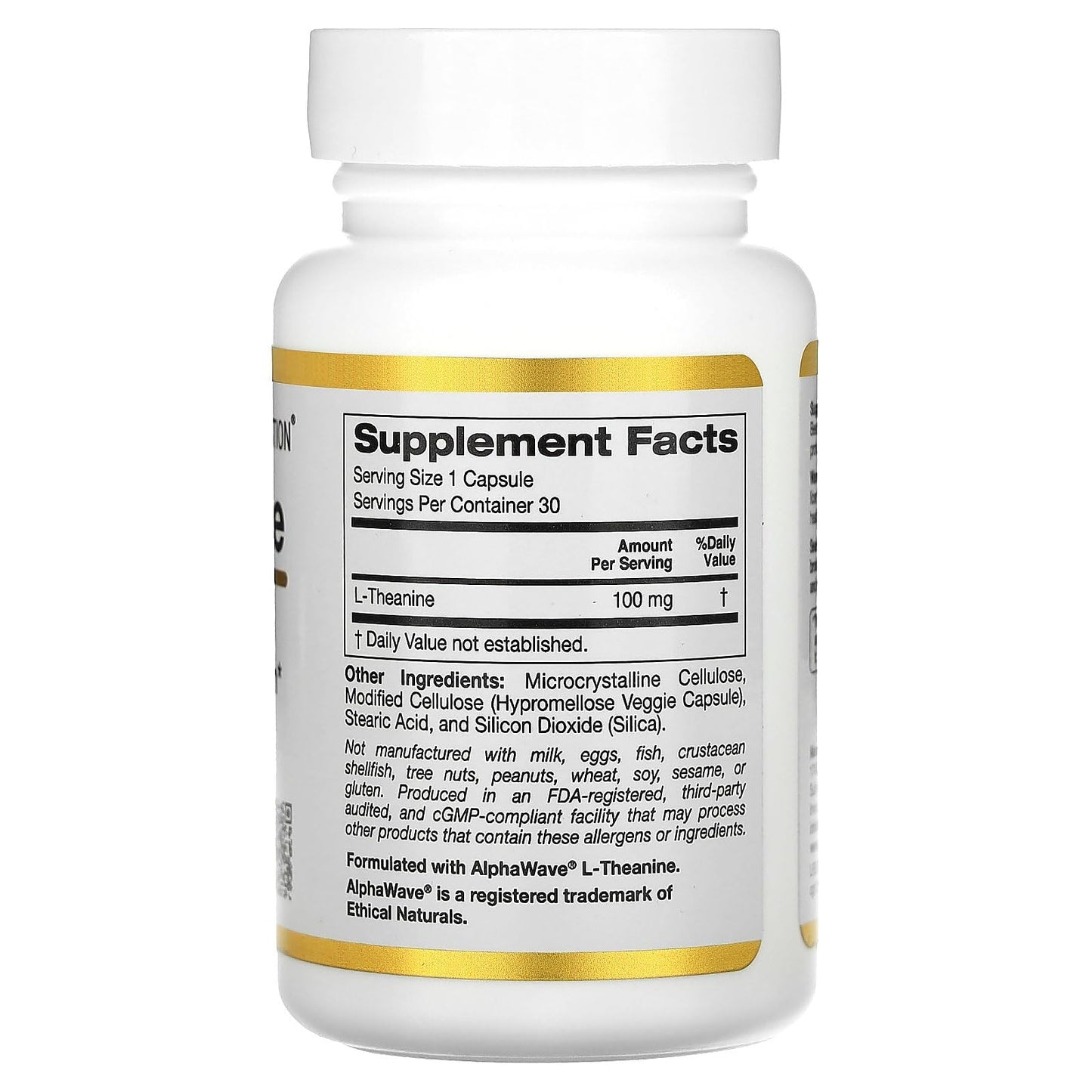 California Gold Nutrition L-Theanine Featuring AlphaWave Capsule 30 Veggie Capsules