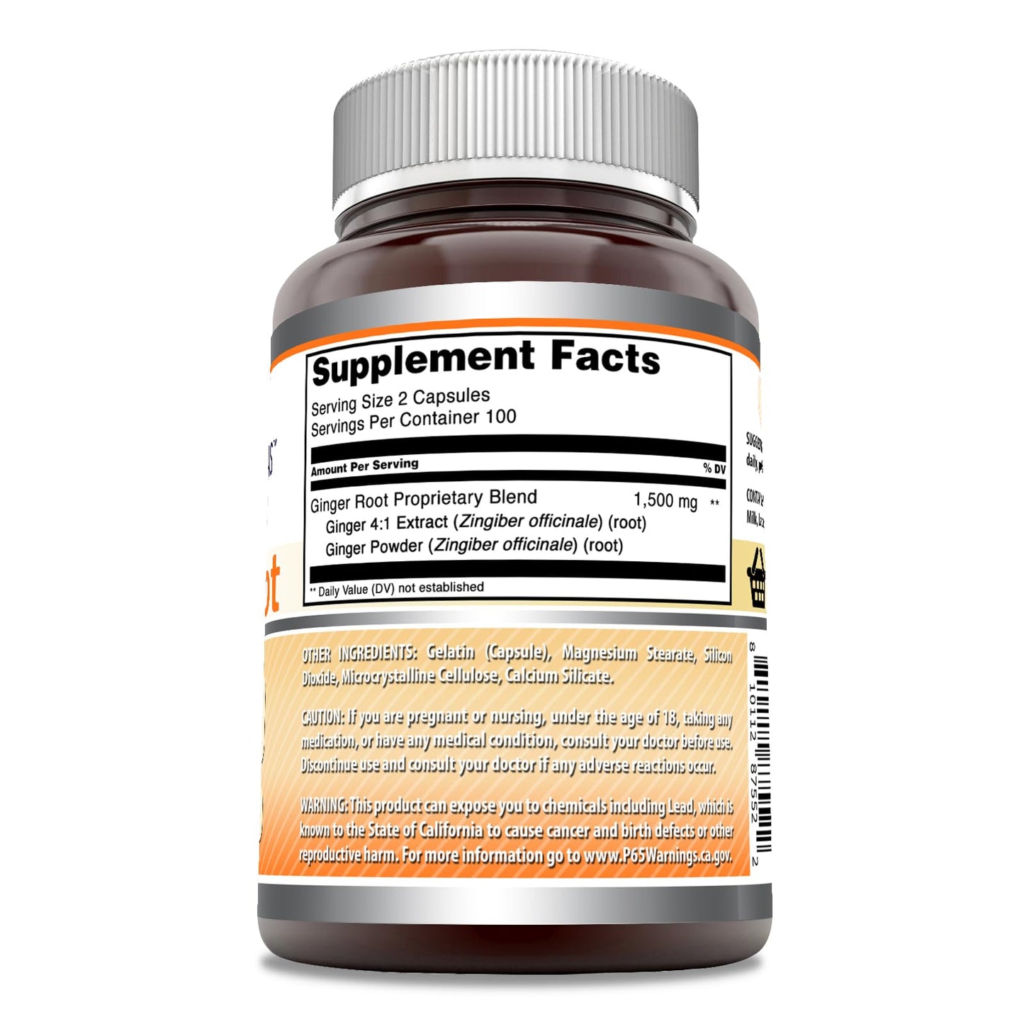 Amazing Nutrition Ginger Root 4:1 Supplement Capsules, 200 Count