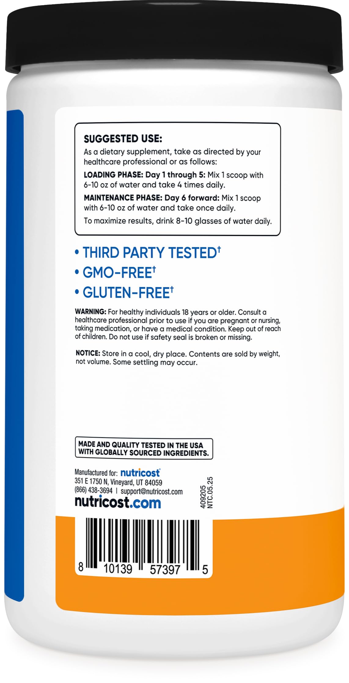 Nutricost Creatine Monohydrate Powder Mandarin Orange 18.9