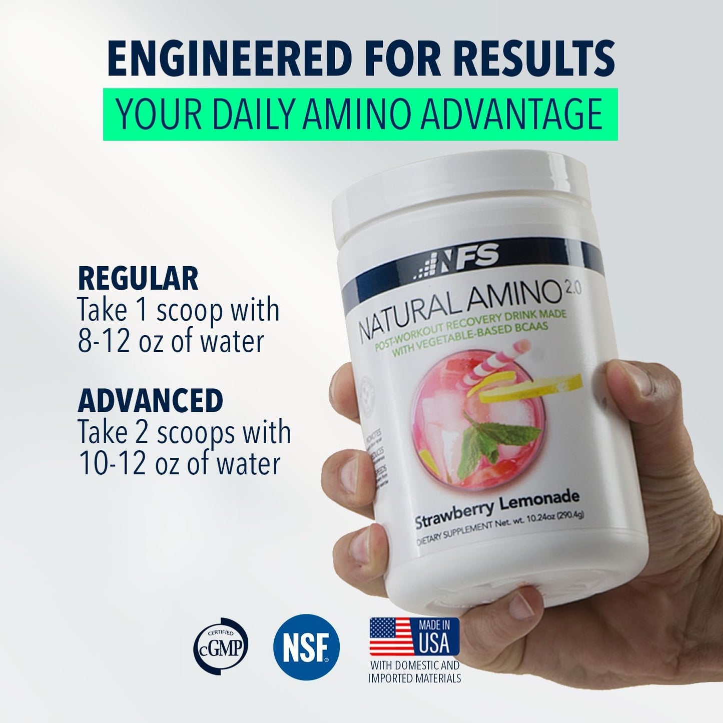 NF Sports Natural Amino 2:1:1 BCAAs Amino Acids Powder, 25 Servings