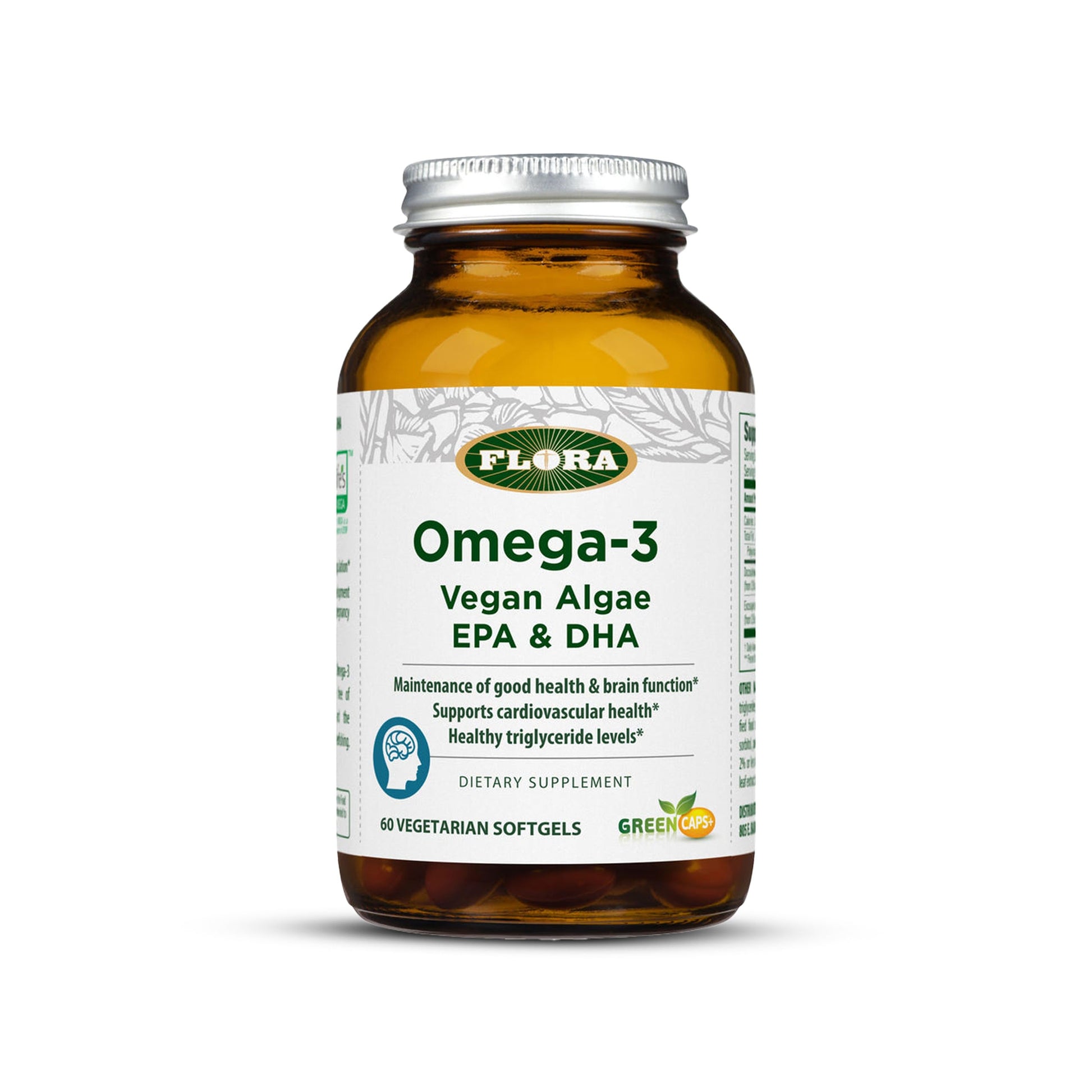 Flora Omega-3 Vegan Algae EPA & DHA GreenCaps Plus Softgels 60