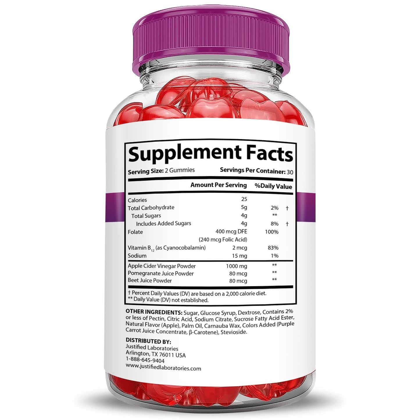 Justified Laboratories Fast Ripped Keto ACV Gummies 60 Count
