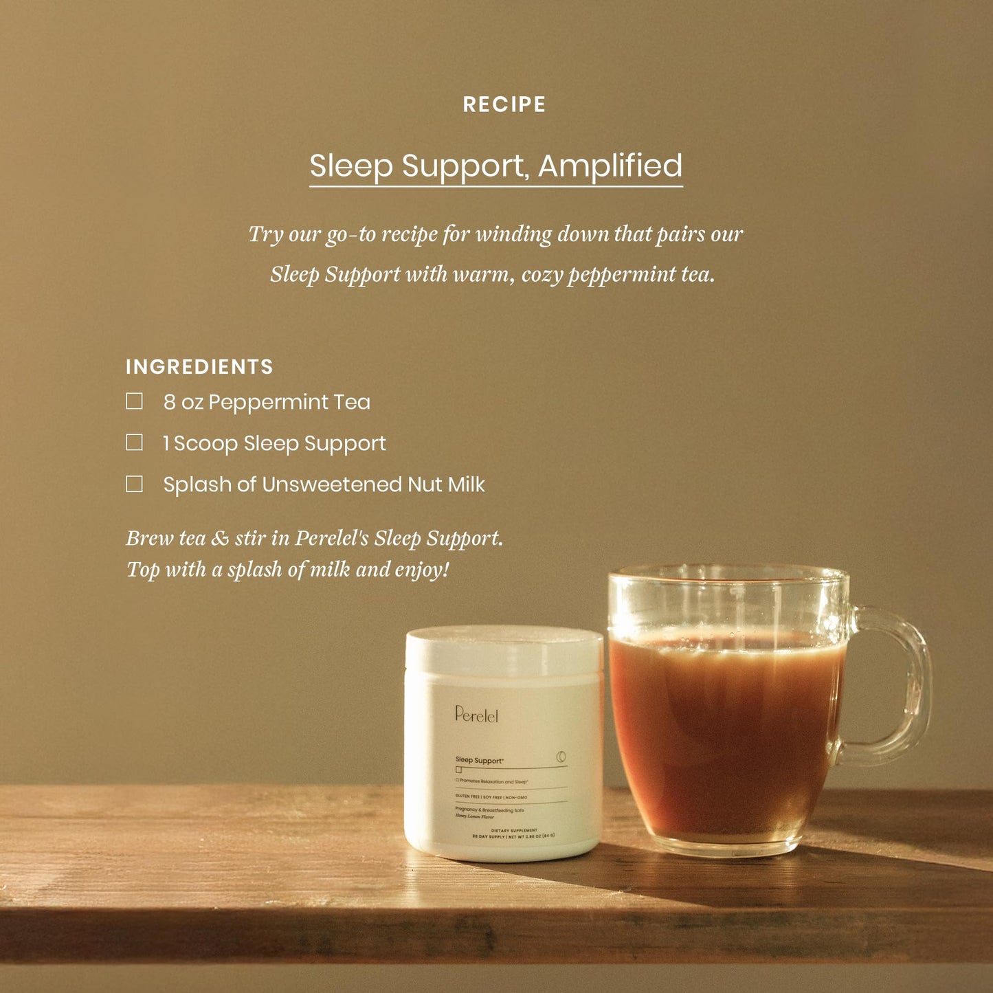 Perelel Sleep Support Magnesium Powder with Lemon Balm 2.96 oz