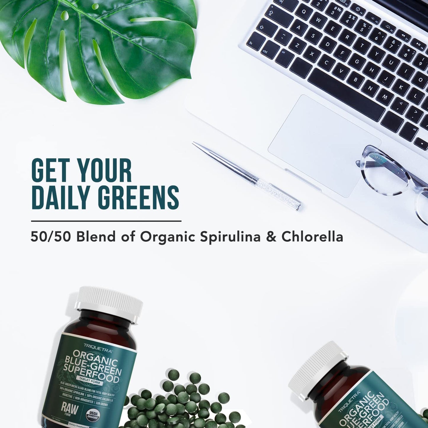 Triquetra Health Organic Spirulina & Chlorella 120 Tablets