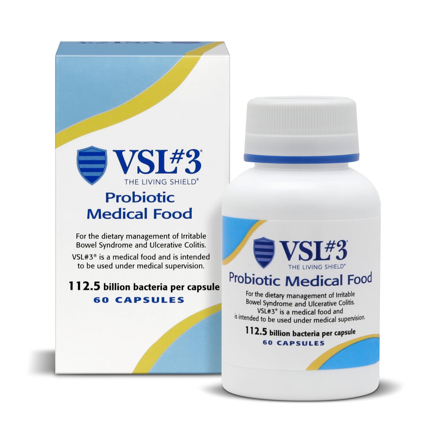 VSL #3 Probiotics for Digestive Health, IBS & UC Symptoms - 112.5B CFUs, High-Potency, Multi-Strain, Refrigerated Probiotic, 60 Capsules