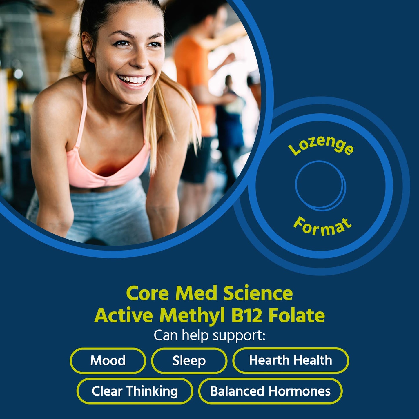 Core Med Science Methyl B12 Folate Supplement for Women & Men Chewable 60 Count
