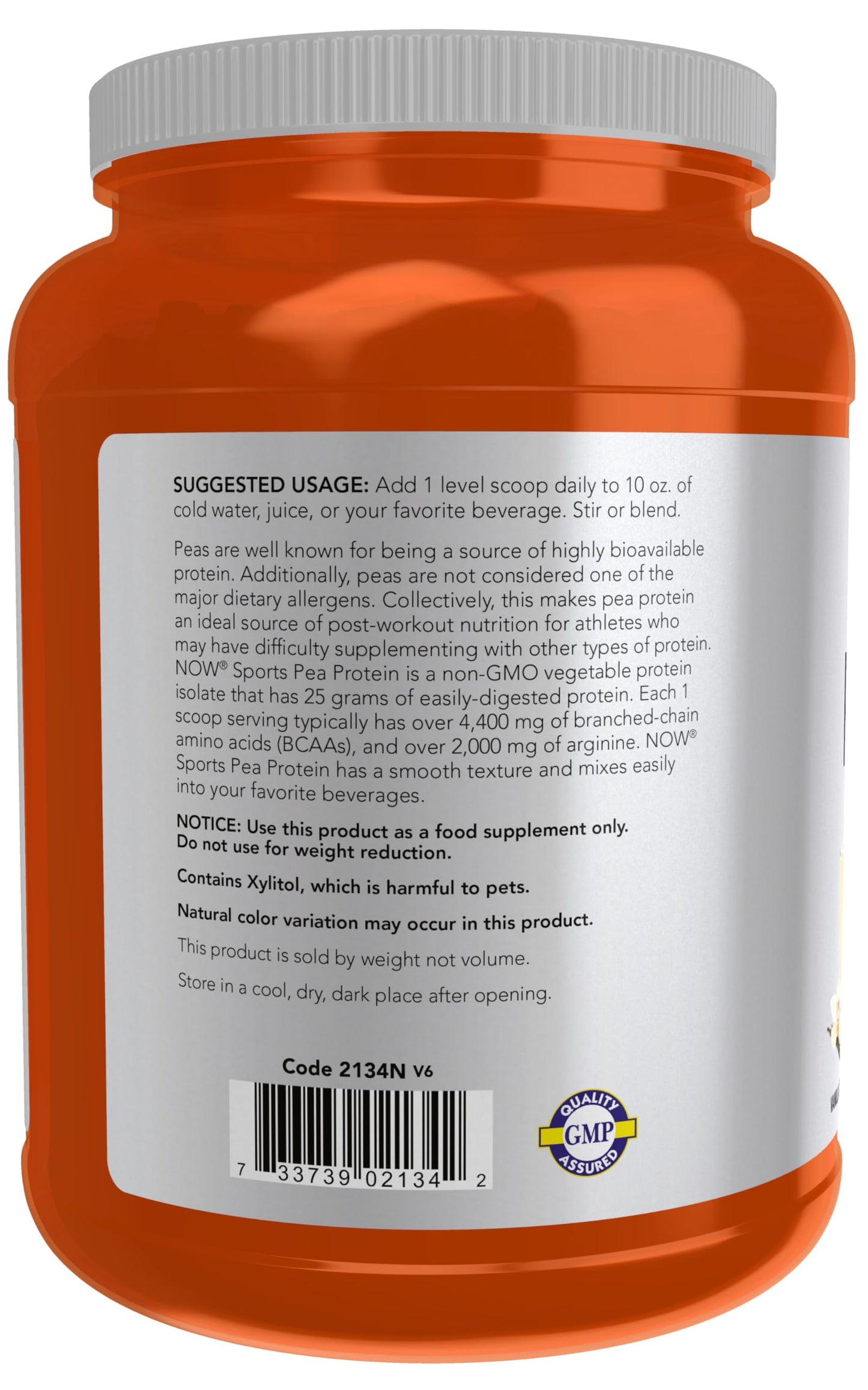 NOW Foods Pea Protein Powder 25 g With BCAAs, Easily Digested, Vanilla Toffee, 32