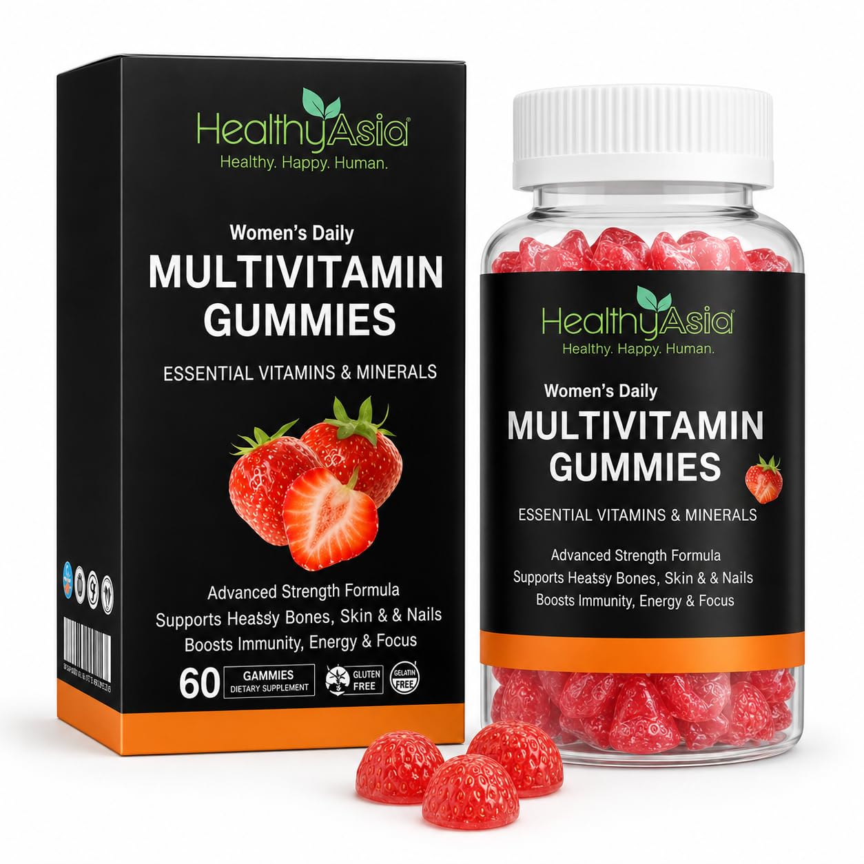 HealthyAsia Black Label Women's Daily Multivitamin Gummies 60 Count