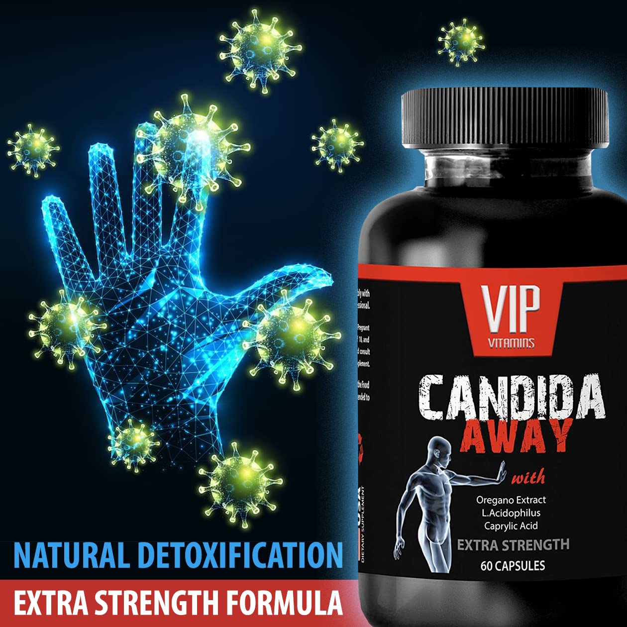 VIP VITAMINS Organic Reishi Mushroom Powder Capsules, 120 Capsules