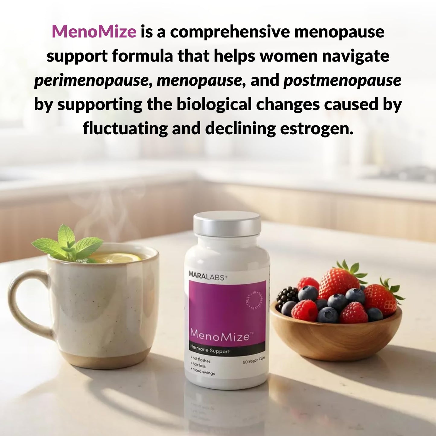 BrocElite MenoMize Menopause Support Formula with Resveratrol & Black Cohosh 60 Capsules