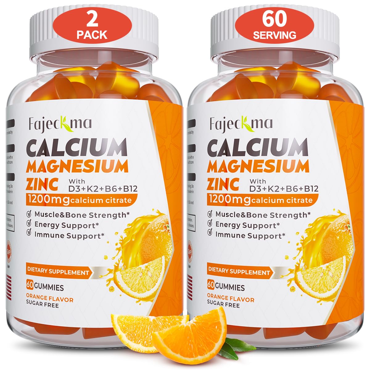 Fajeckma Calcium Magnesium Zinc Gummies 120 Count