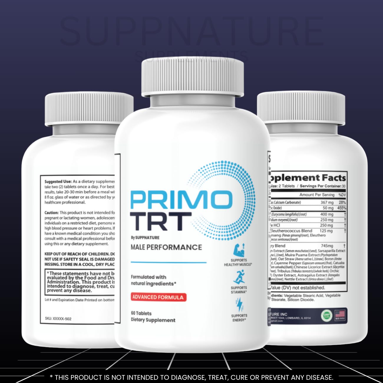 SuppNature Primo TRT Pills for Men Tablet 60 Count