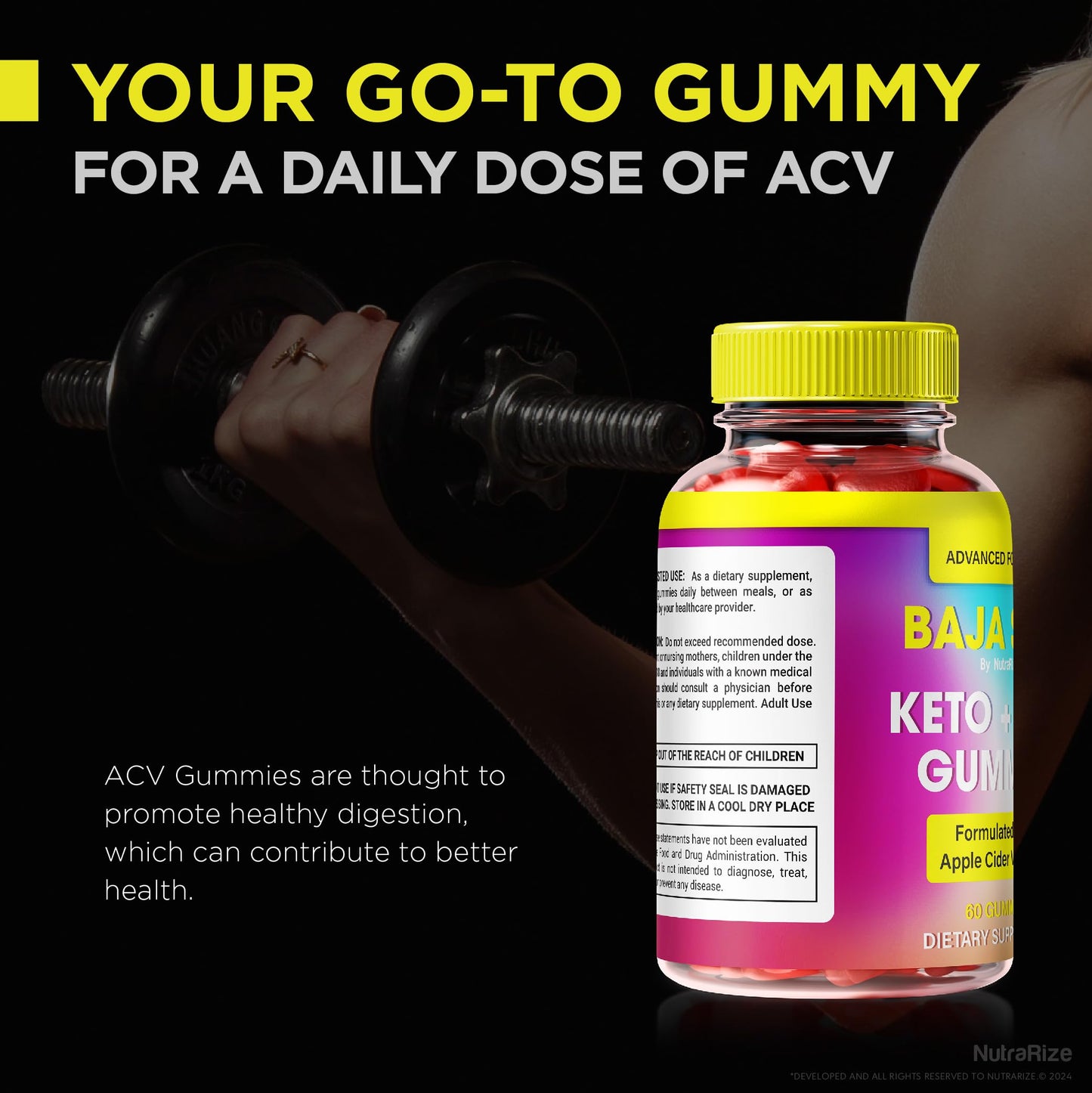 NutraRize Baja Slim Keto Gummies with ACV, 180 Gummies