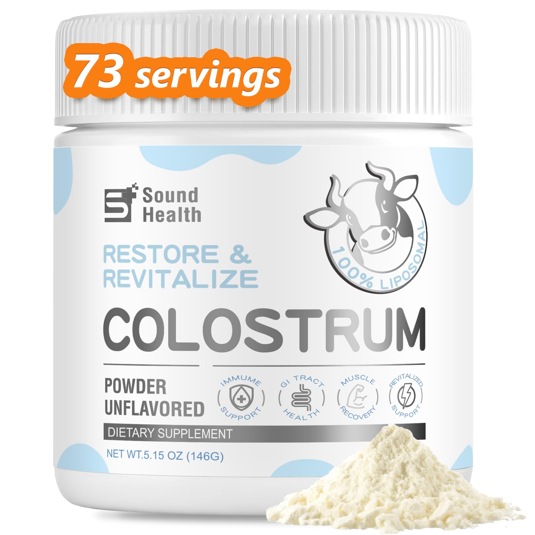 Sound Health Supplements Colostrum Supplement Powder 5.3 Ounce