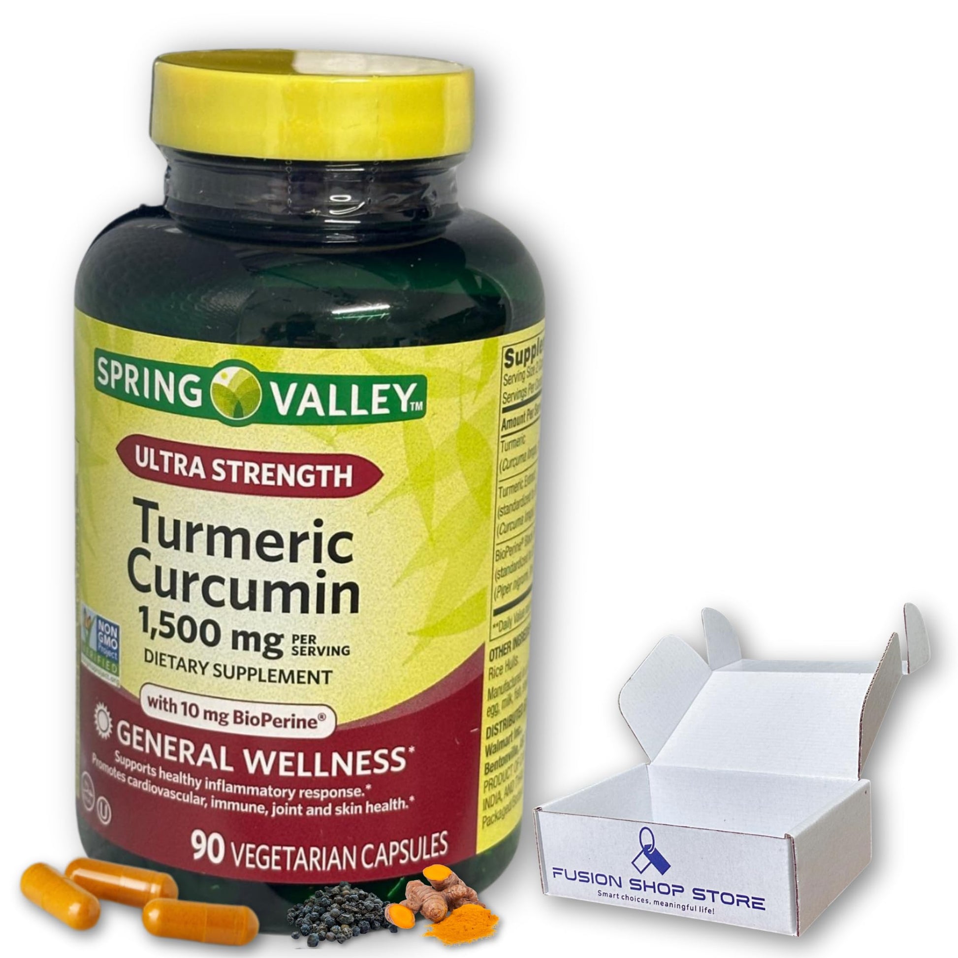 FUSION SHOP STORE Turmeric Curcumin 1500mg with Black Pepper, 90 Capsules