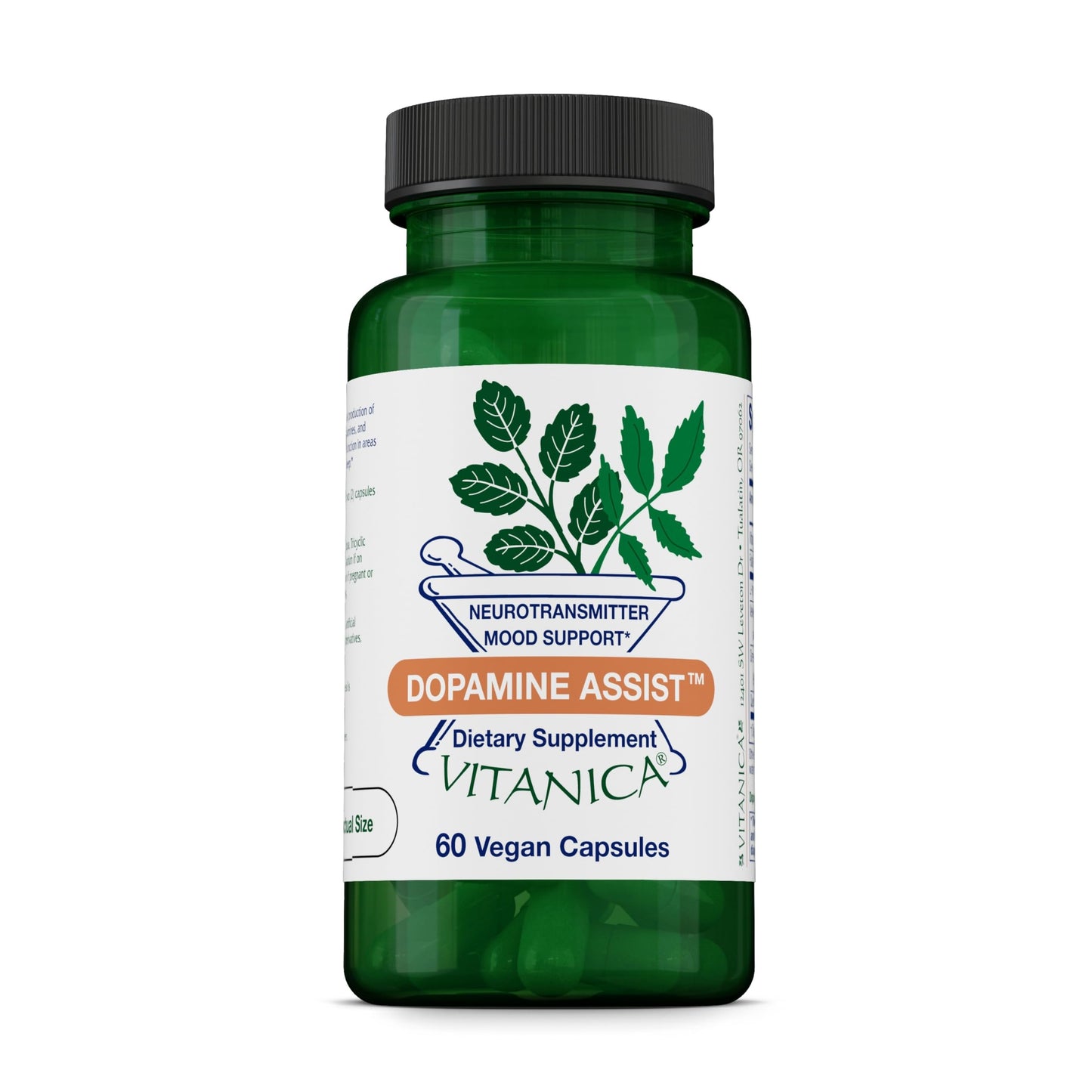 Vitanica Dopamine Assist - Neurotransmitter Support Supplement with Green Tea & Tyrosine & Vitamin B6 - Supplement with Mucuna Pruriens & Folate - Vegan, 60 Capsules