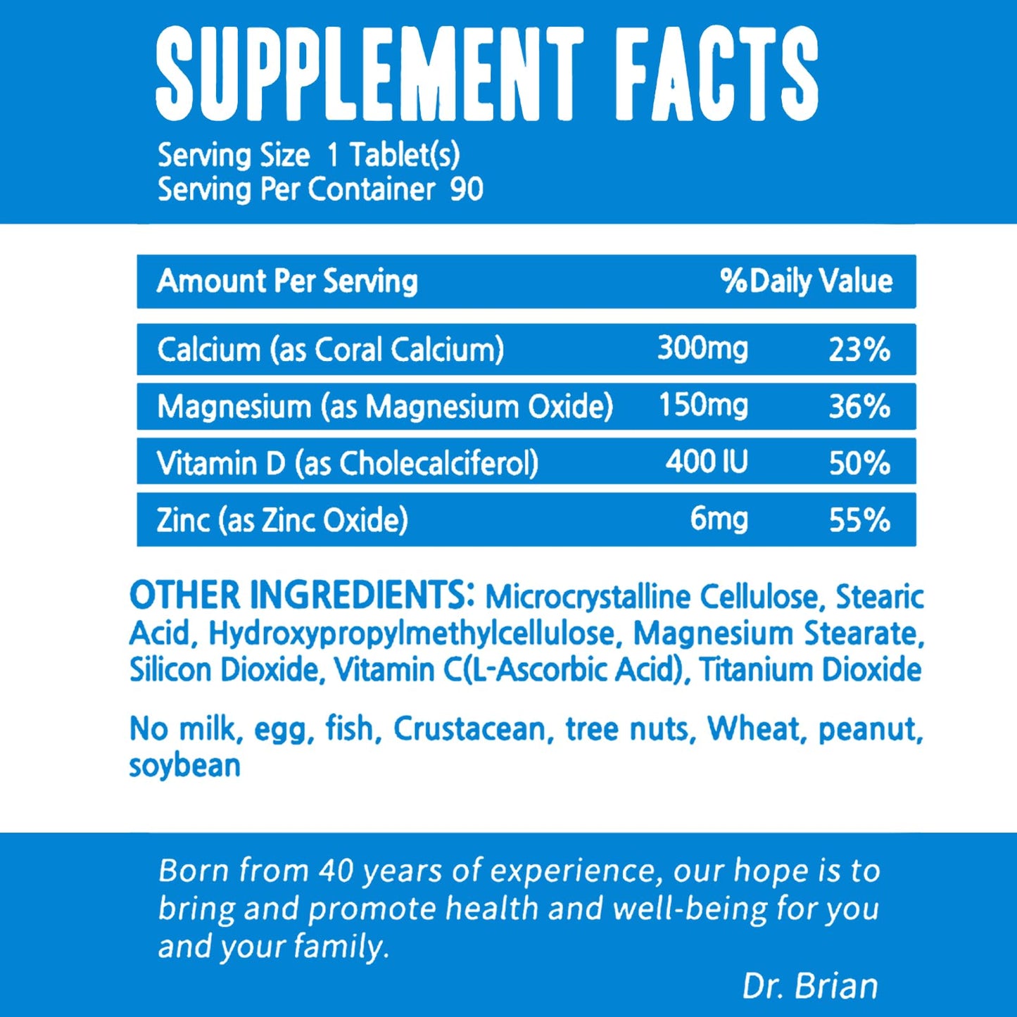 Dr. Brian Roettger Calcium Magnesium Zinc with Vitamin D3 90 Tablets