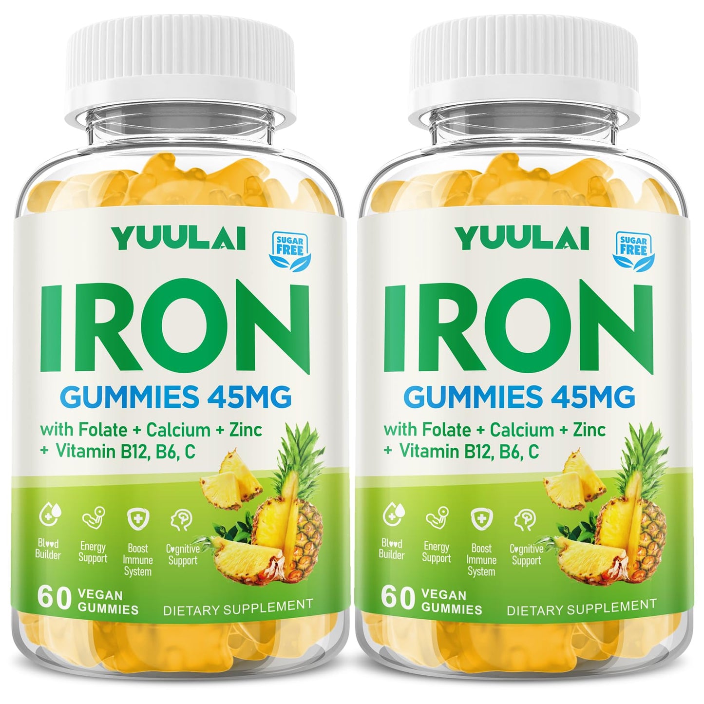 YUULAI Iron Gummies for Women & Men Gummy 120 Count