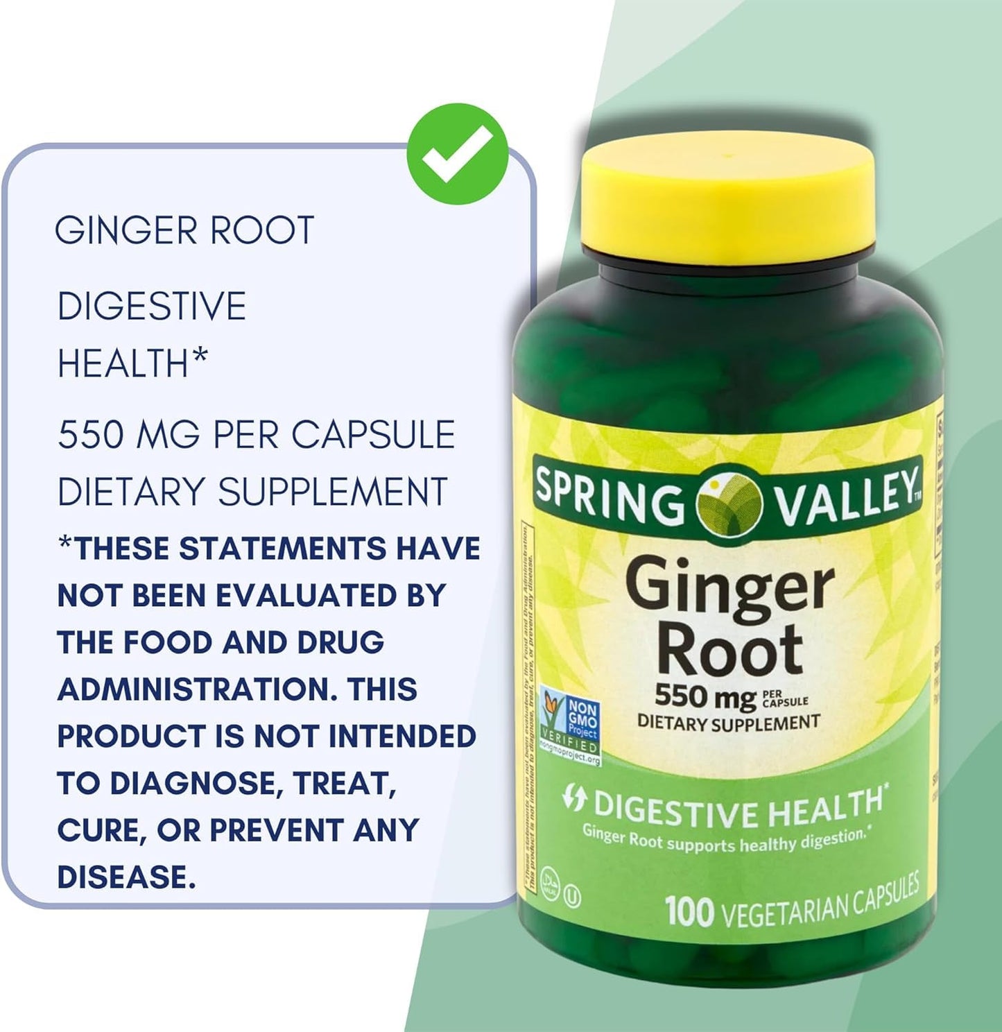 BASKETGOODS Ginger Root 550mg Capsule, 2 Count