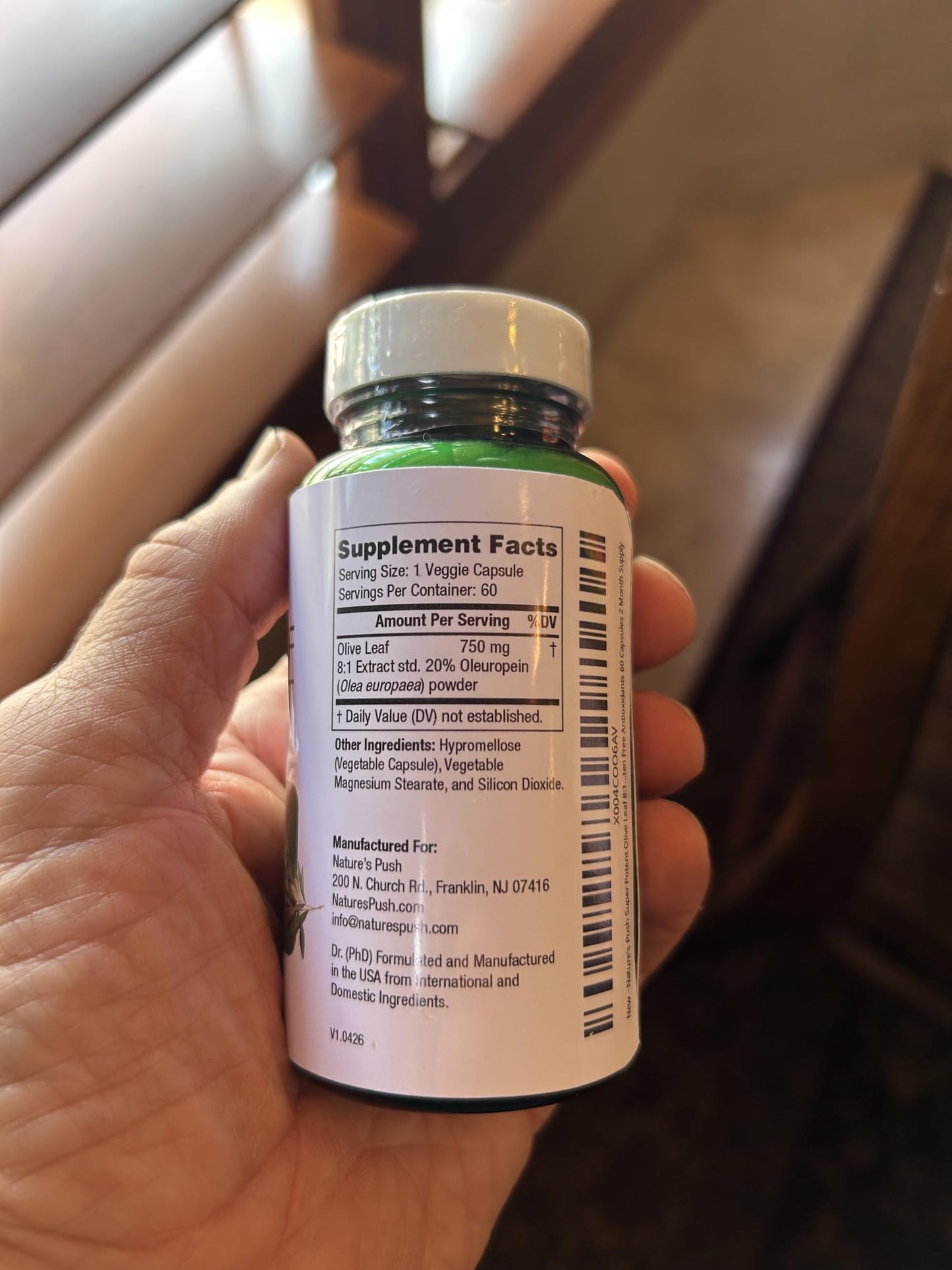 Nature's Push Super Potent 750mg Capsule with Olive Leaf 8:1 Extract 20% Oleuropein for Immune System, Skin, and Heart Health Support, Vegan, Non-GMO, USA cGMP Gluten Free, 60 Capsules