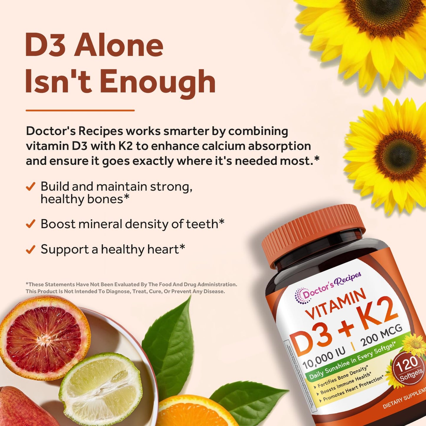 Doctor's Recipes Vitamin D3 K2 + Saffron Bundle Softgels & Capsules 240