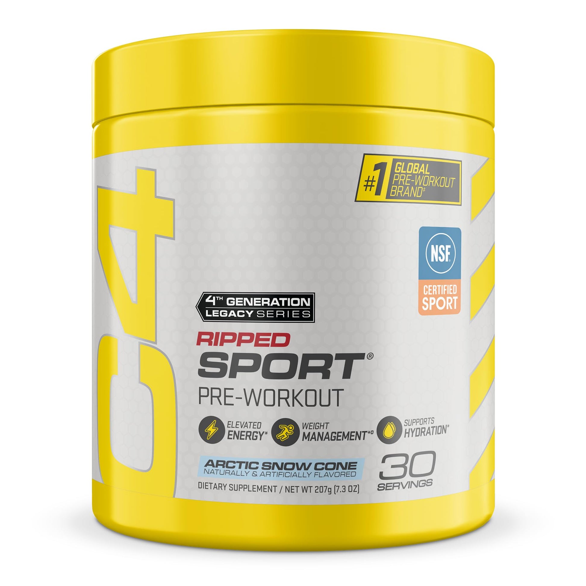 C4 Ripped Sport Pre Workout Arctic Snow Cone Powder 7.4 Ounce