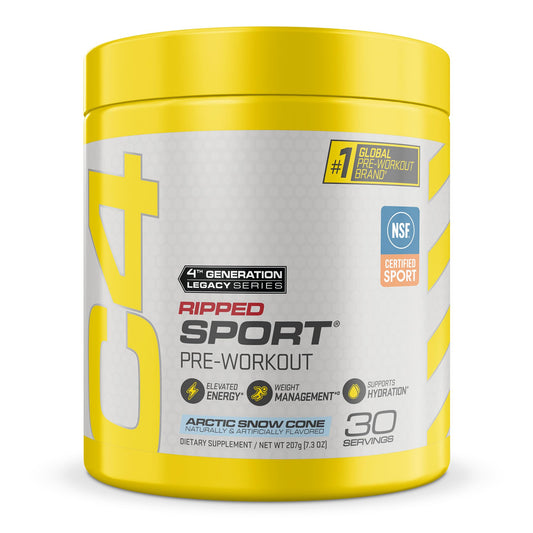 C4 Ripped Sport Pre Workout Arctic Snow Cone Powder 7.4 Ounce