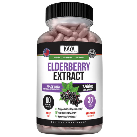 Kaya Naturals Elderberry Immune Support Capsules, 60 Count