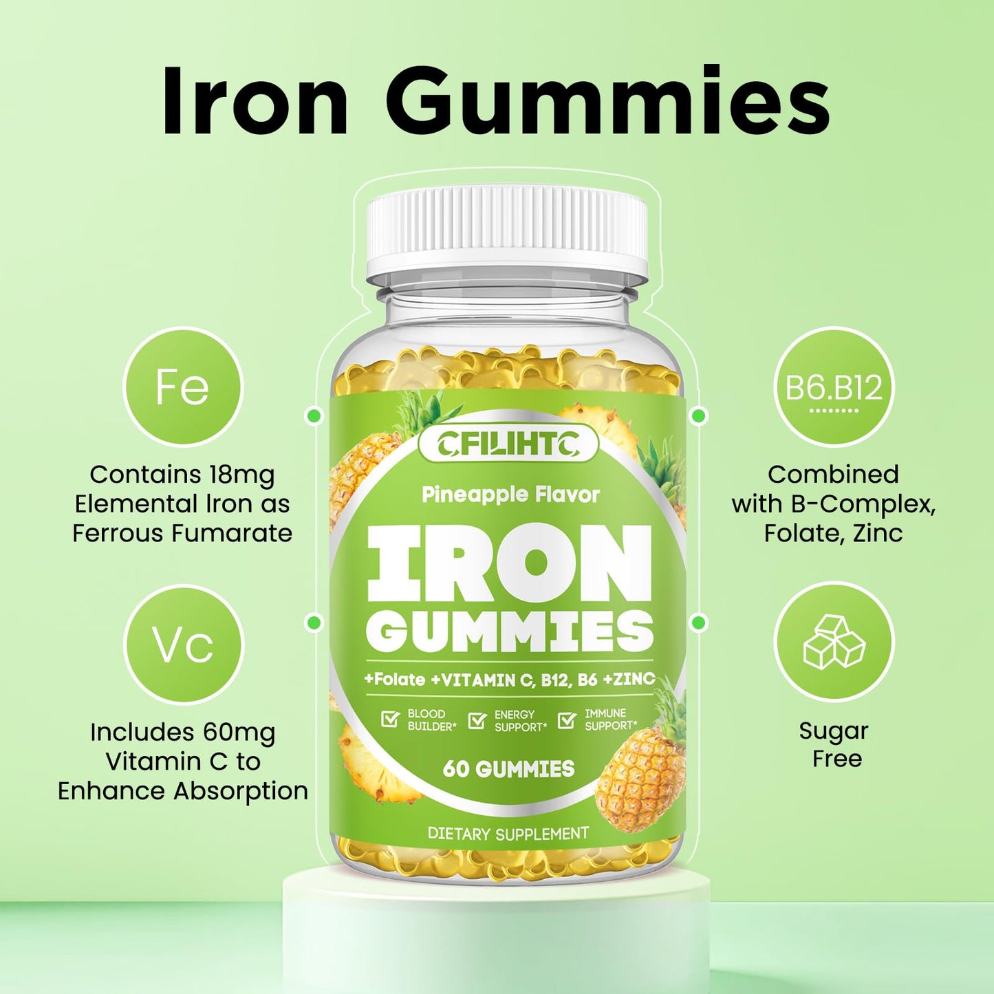 CFILIHTC Iron Gummies 60 Count