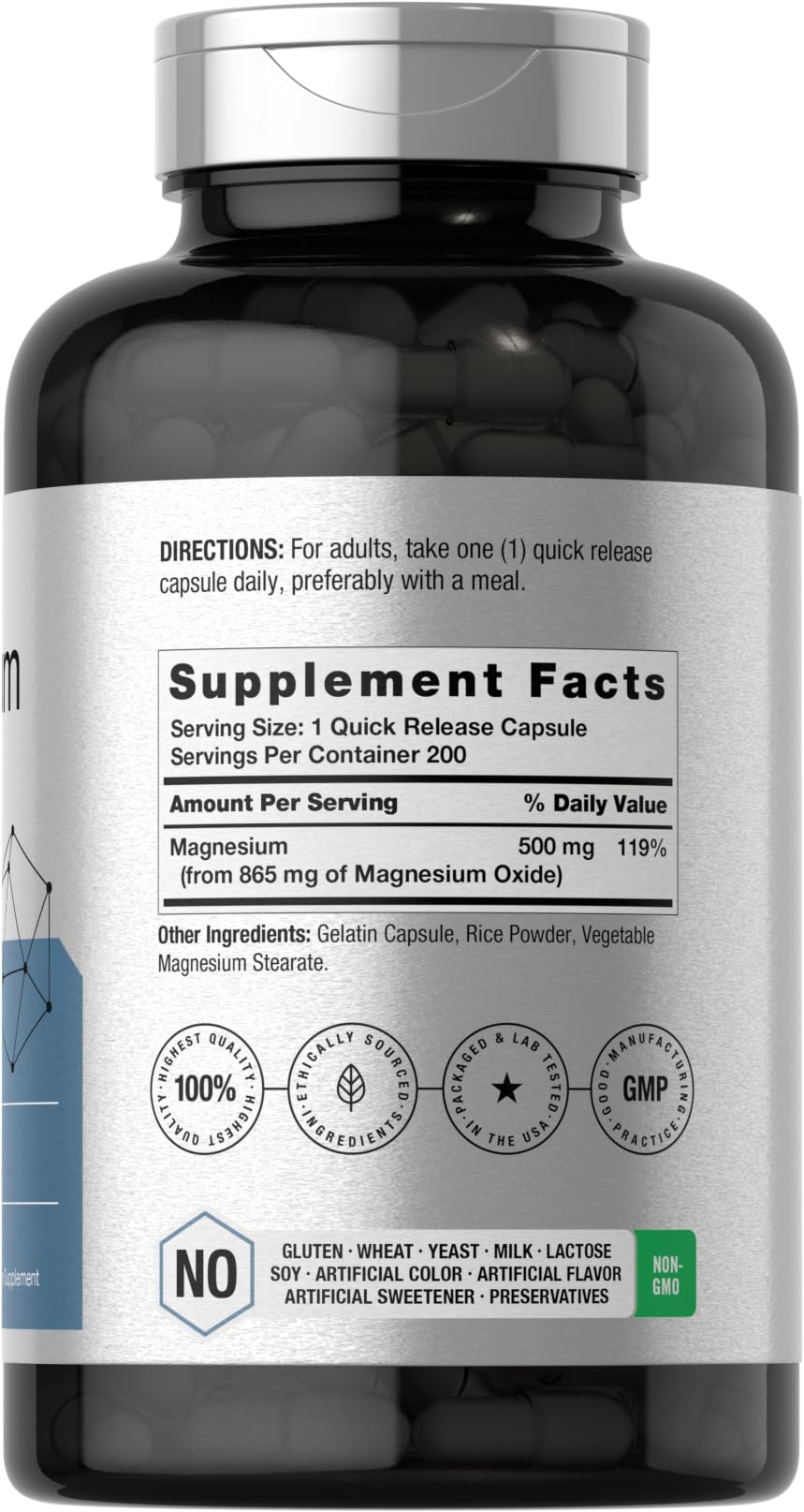Horbäach Magnesium Oxide 865 mg Capsules, 200 Count