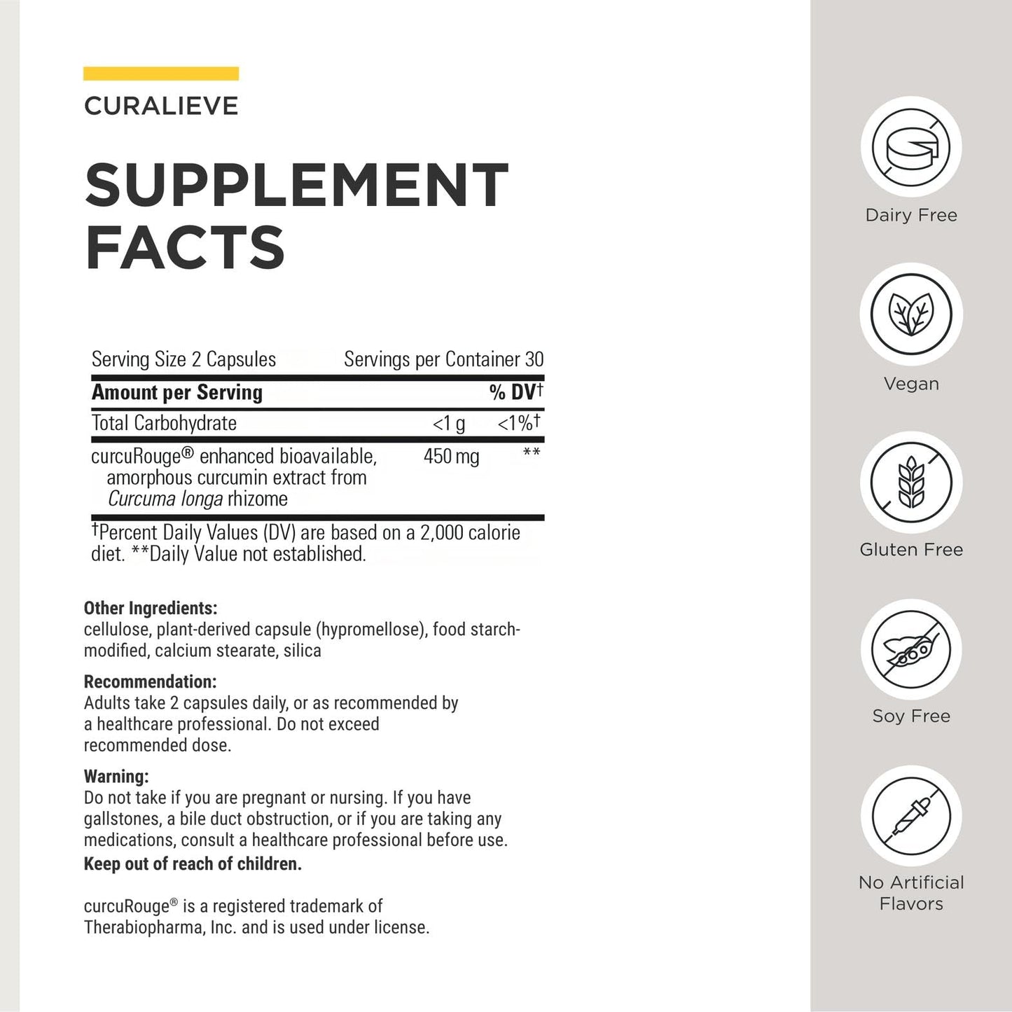 Integrative Therapeutics Curalieve Curcumin Formula for Antioxidant Support 60 Capsules
