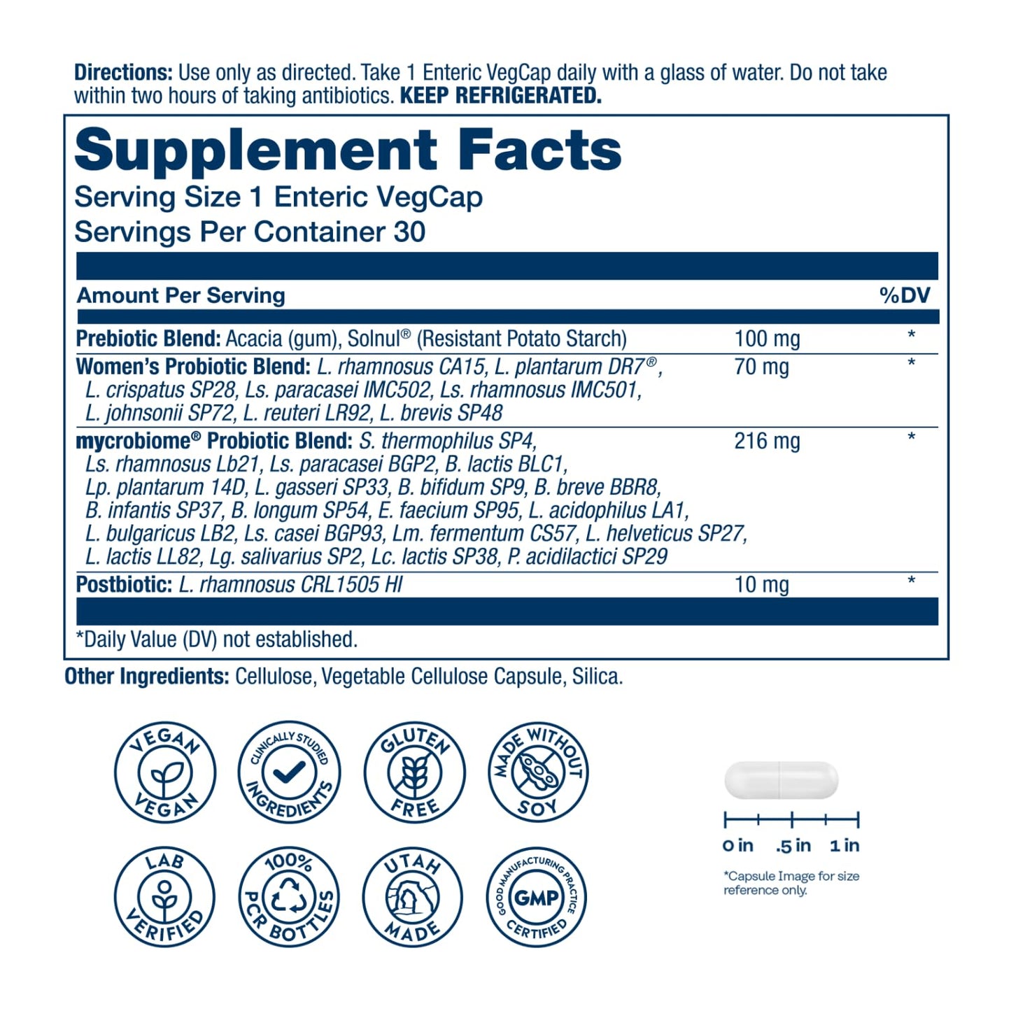 SOLARAY Mycrobiome Complete Probiotic Women's Formula Capsules, 30