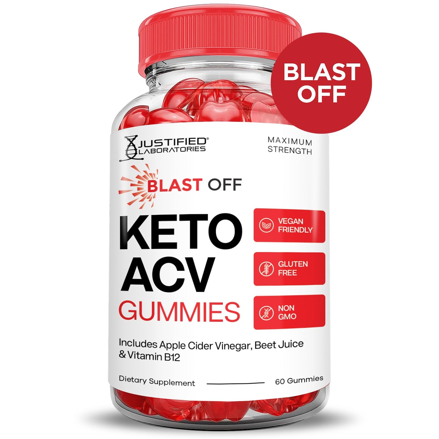 Justified Laboratories Blast Off Keto ACV Gummies, Advanced Formula 1000mg, 180 Gummies
