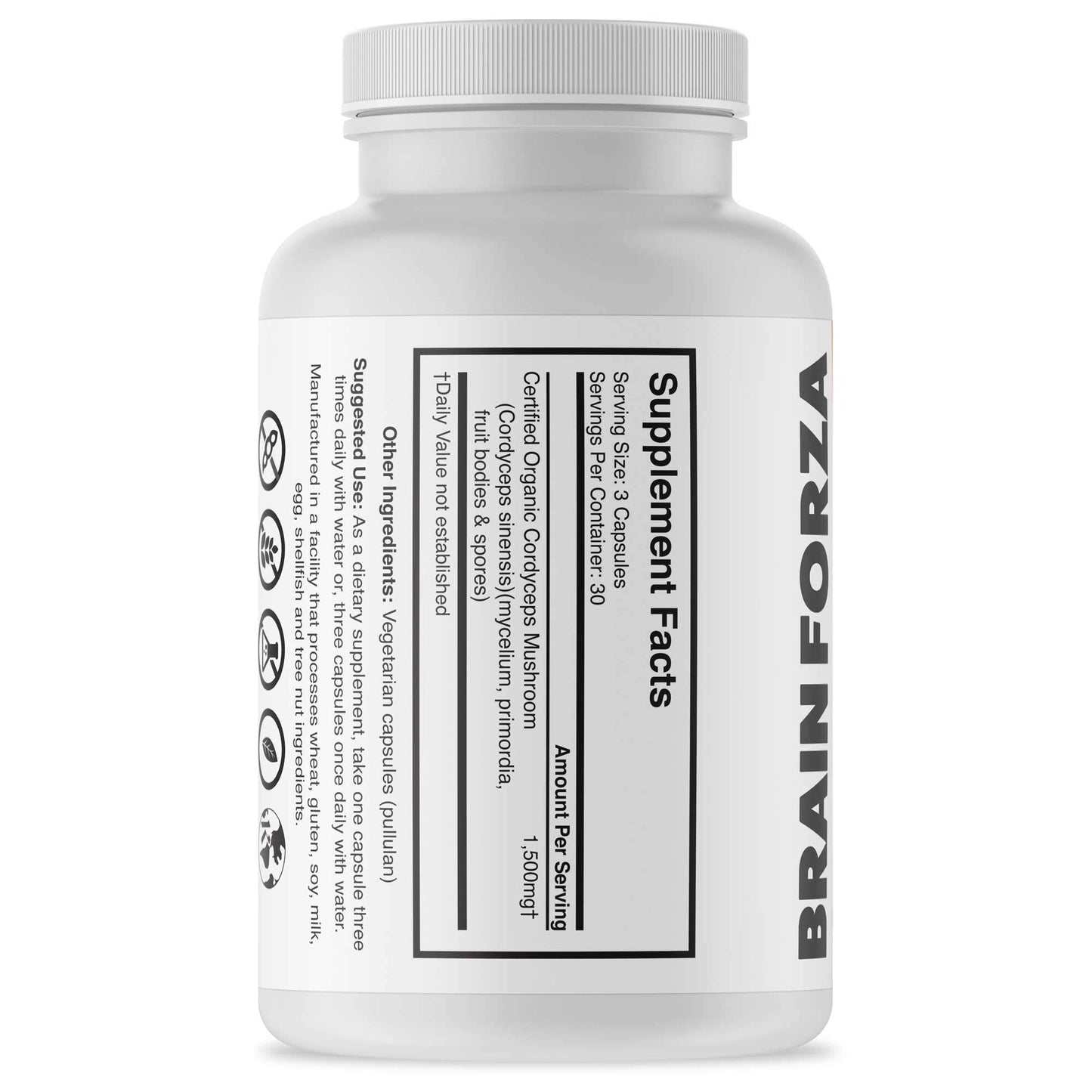 Brain Forza Organic Cordyceps Sinensis Capsules 90 Count