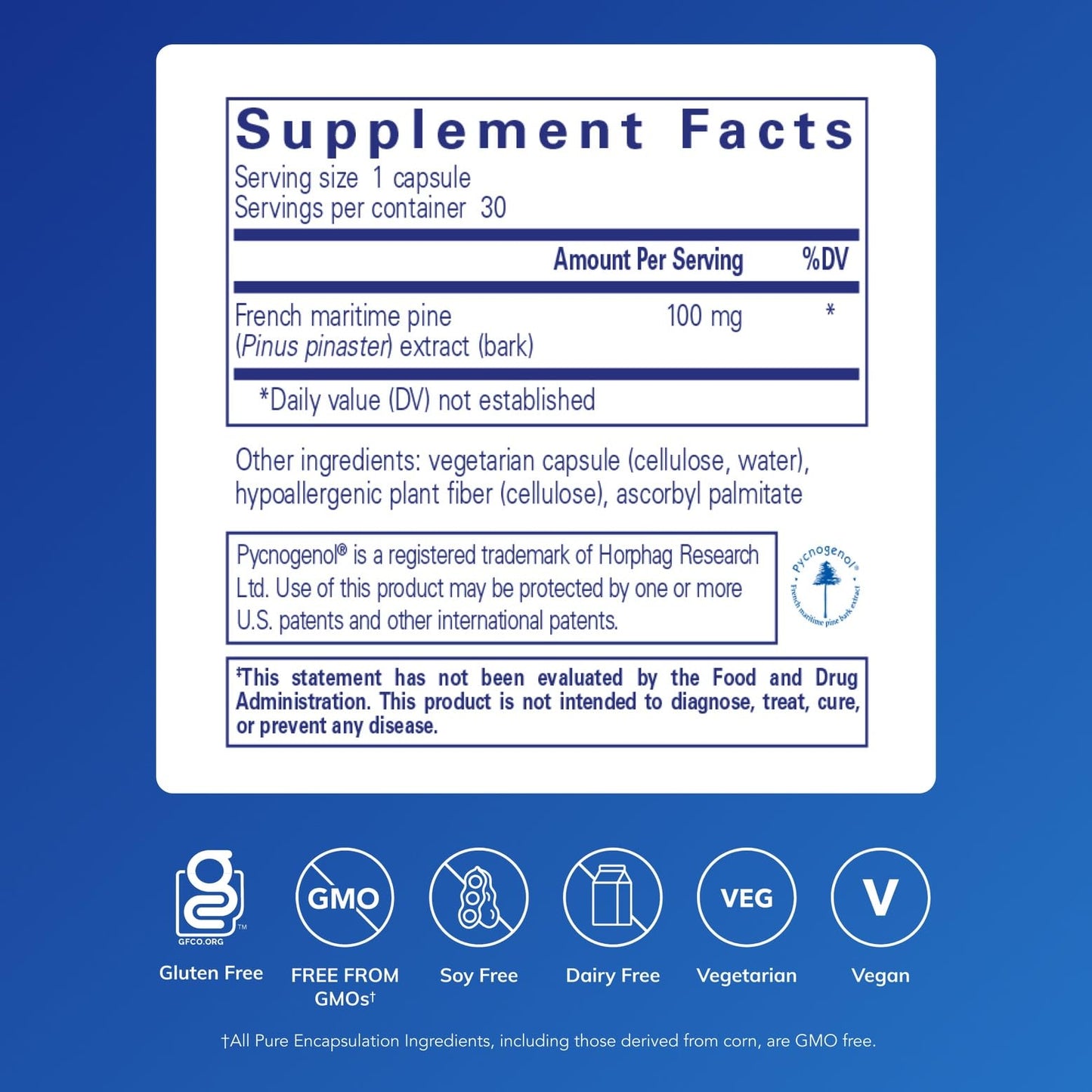Pure Encapsulations Pycnogenol 100 mg Capsules, 30 Count