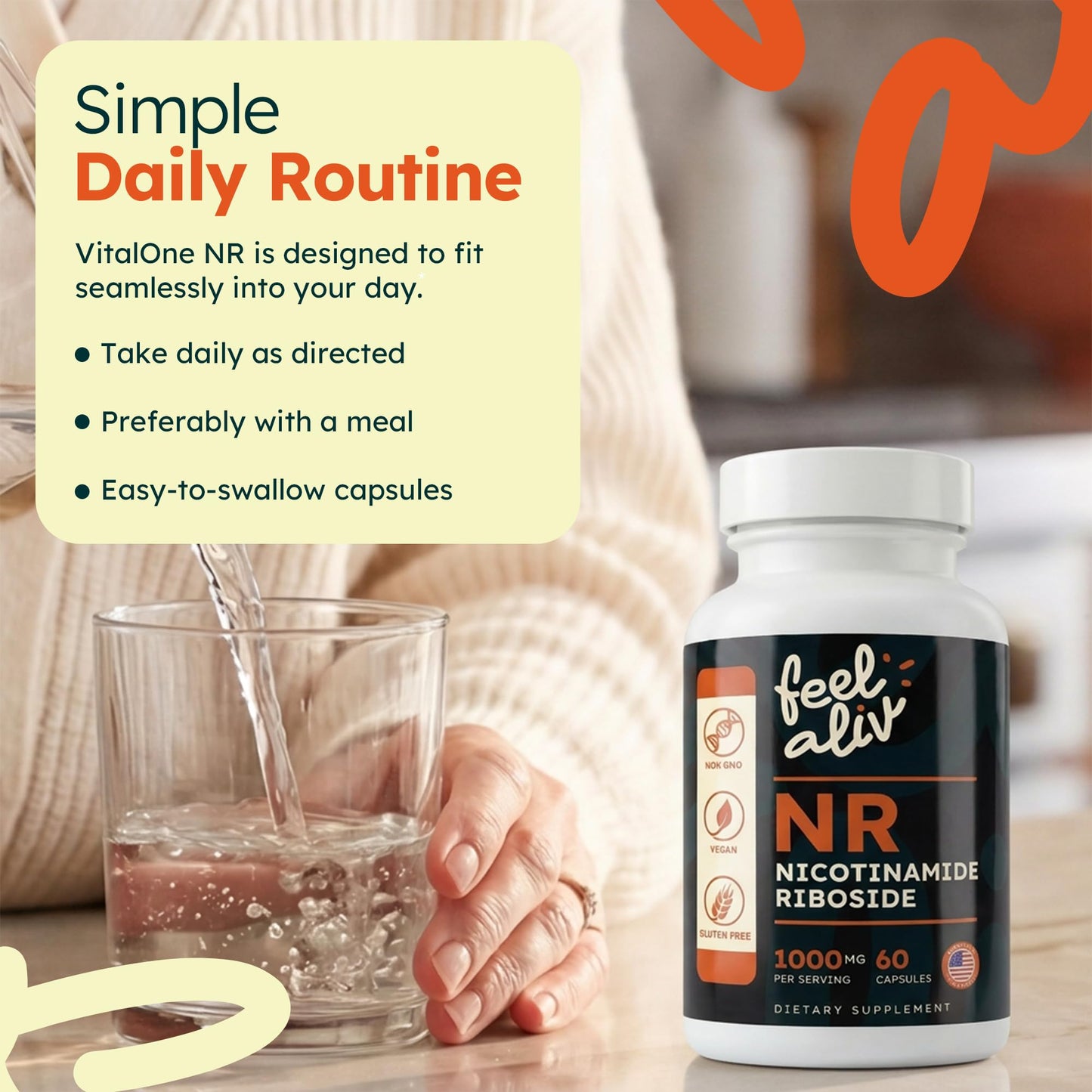 Feelaliv Nicotinamide Riboside NR 1000 mg Capsule, 60 Capsules