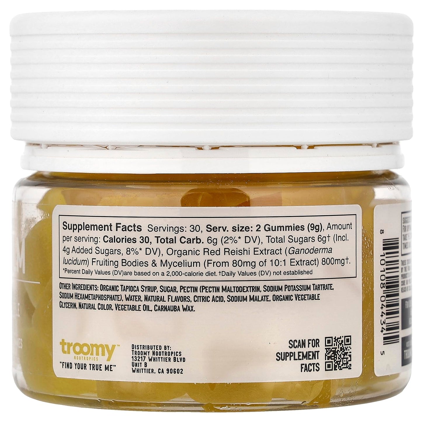 Troomy Nootropics Calm Reishi Mushroom Gummies 60 Count